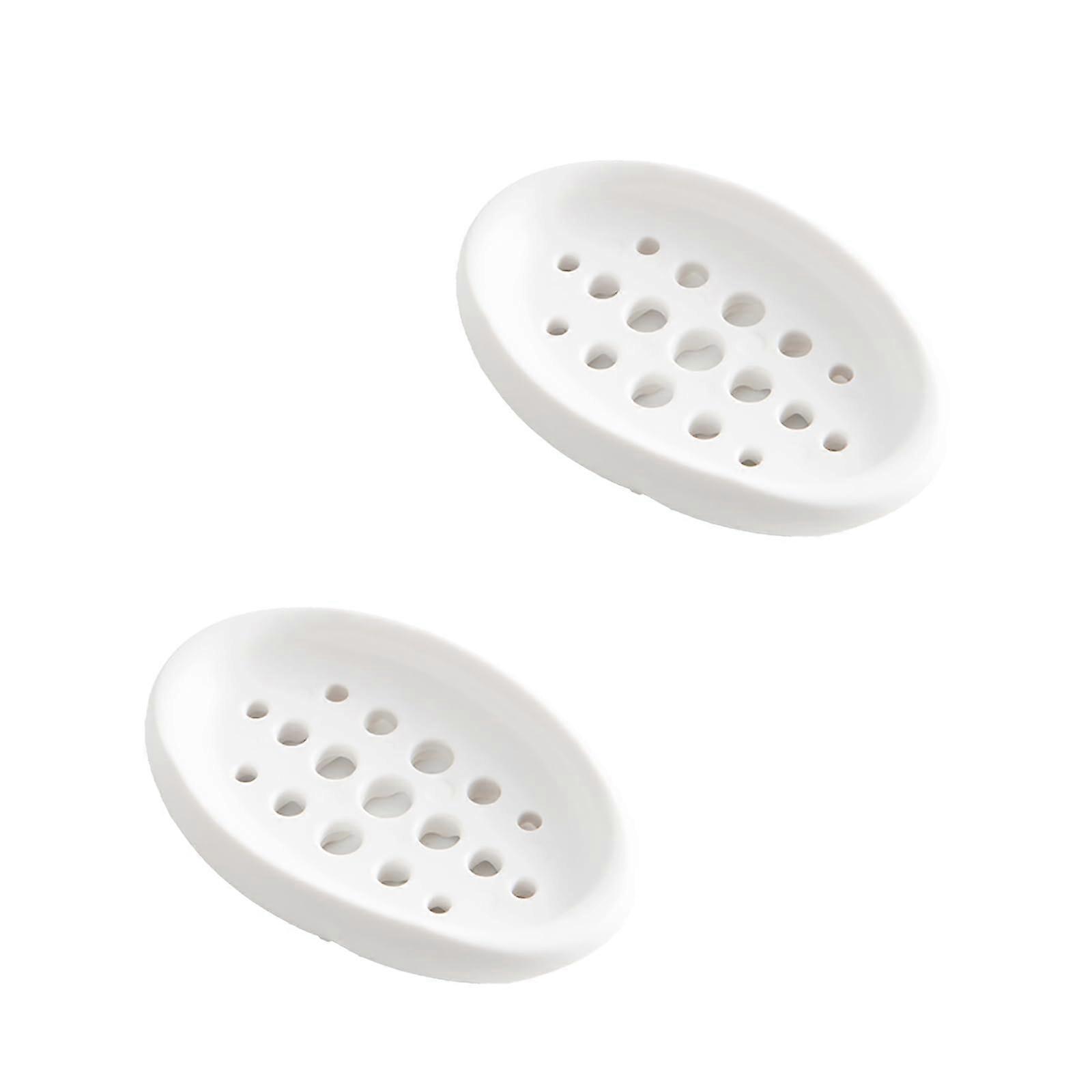 Silicone Soap Dish with Laundry Brush, Dual Function Soap Holder for Bathroom and Kitchen, 2 Pack White