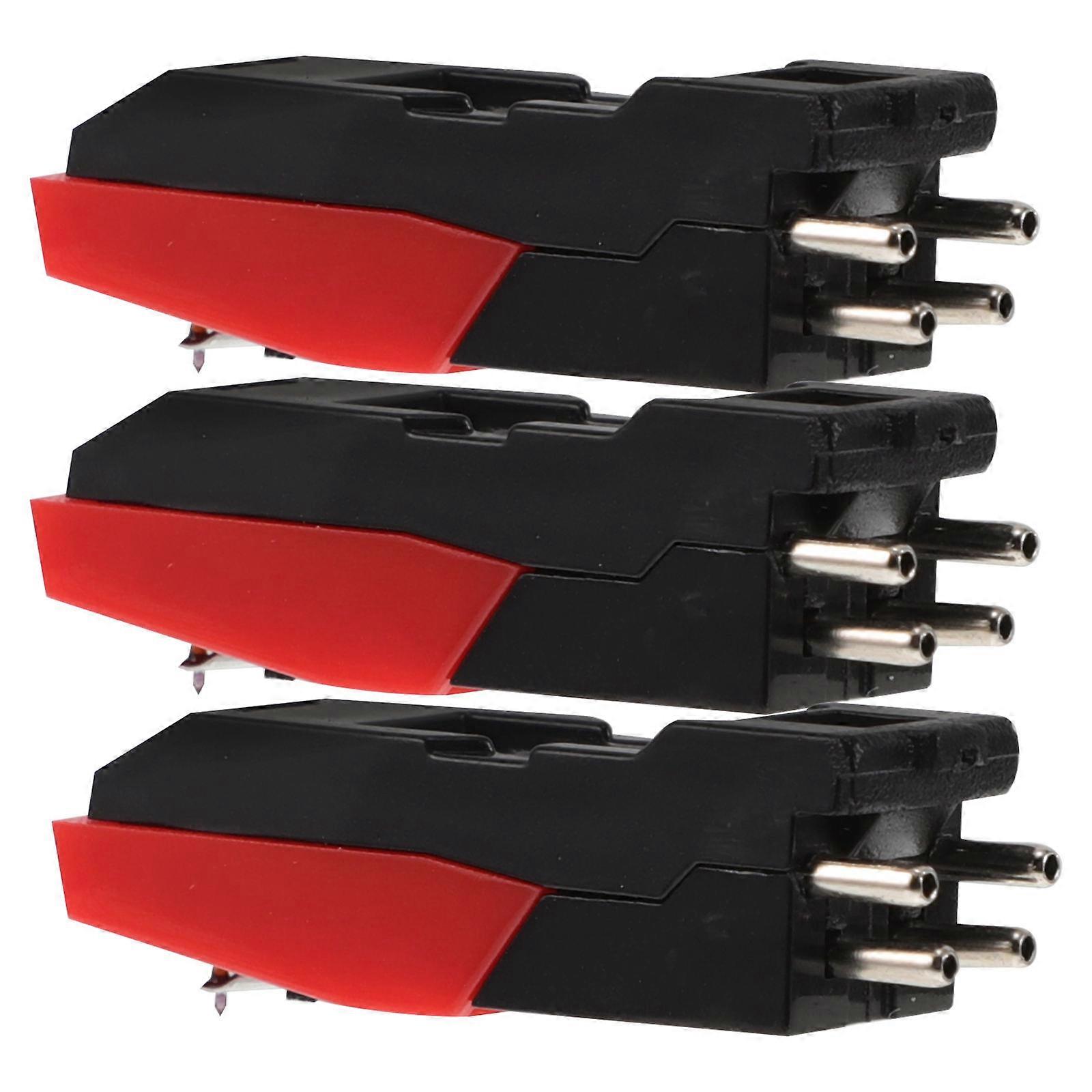 3Pcs Red Record Player Stylus Needle with Piezoelectric Ceramic Function