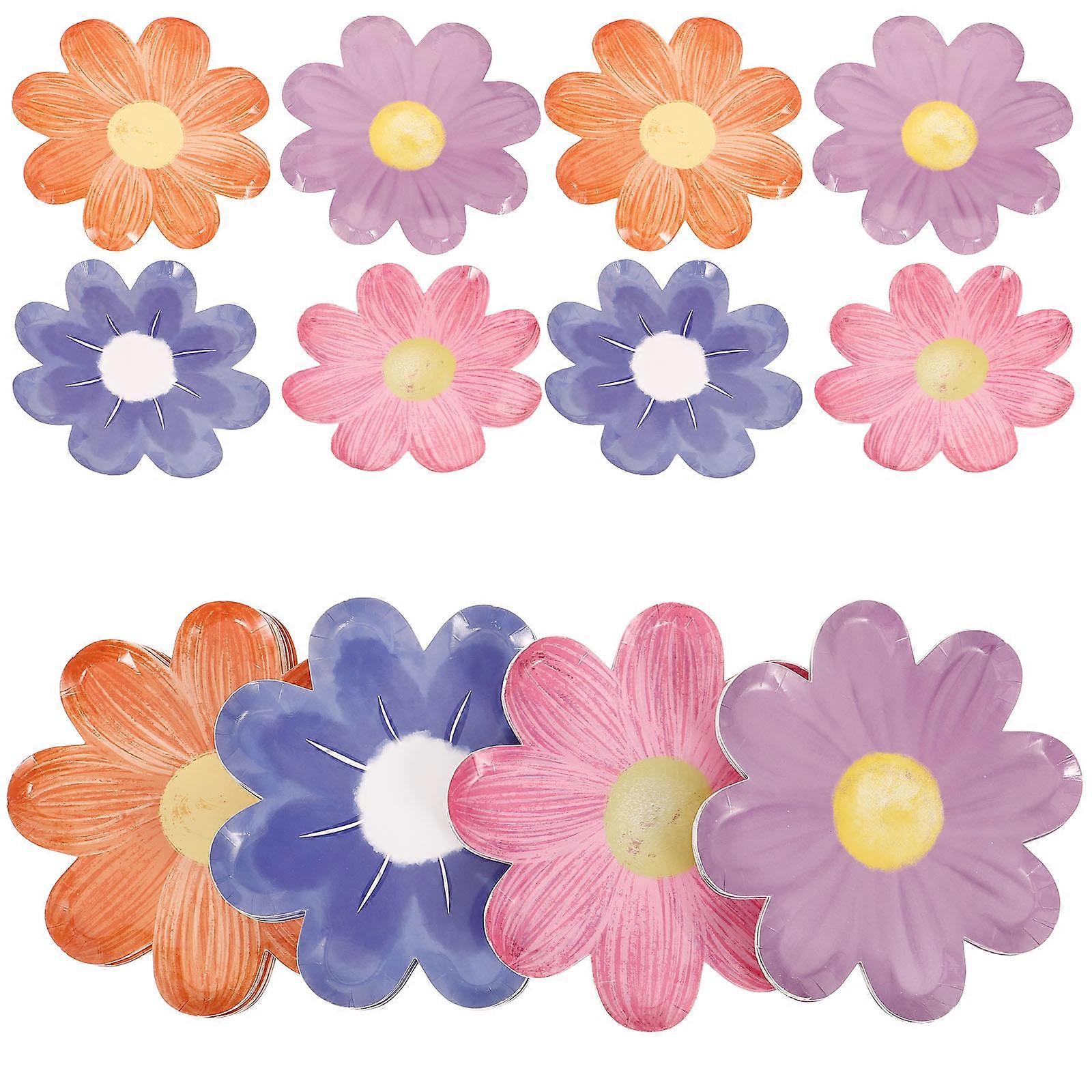 Assorted Color Flower Shaped Paper Plates for Cake Serving 40Pcs