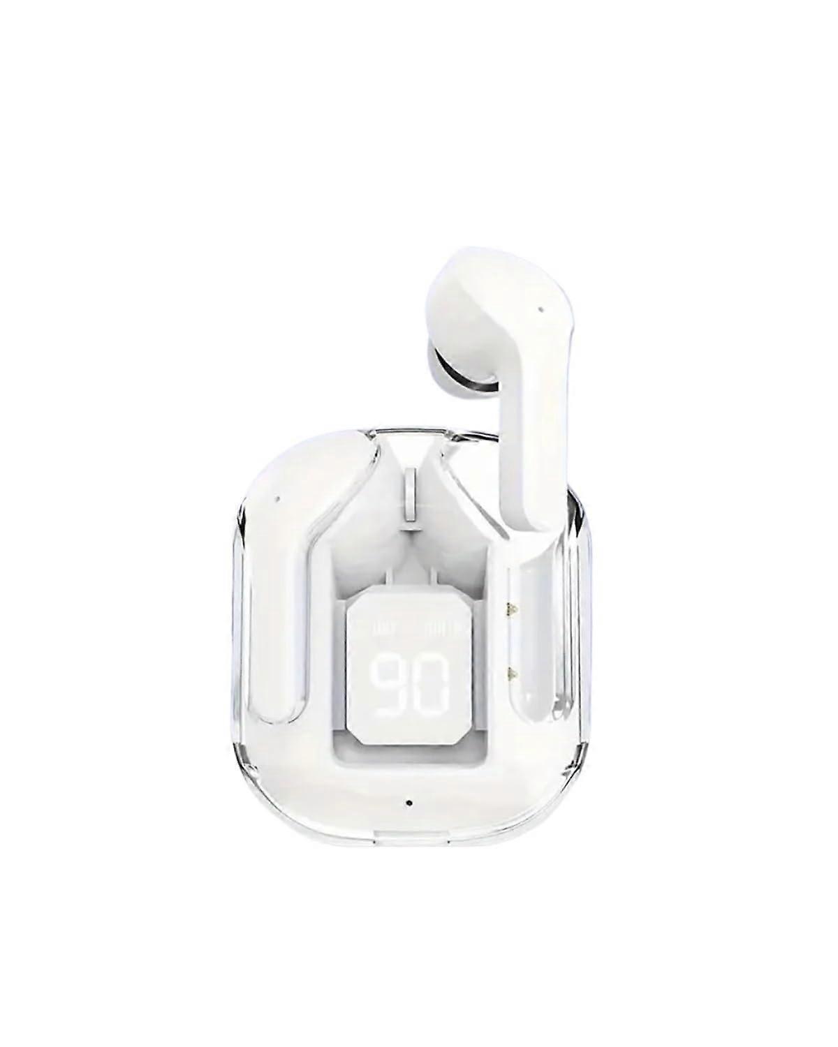 Bluetooth Headset T2 InEar Earphones White Transparent HiFi Headphones With Digital Display, Stereo Sound For Xiaomies