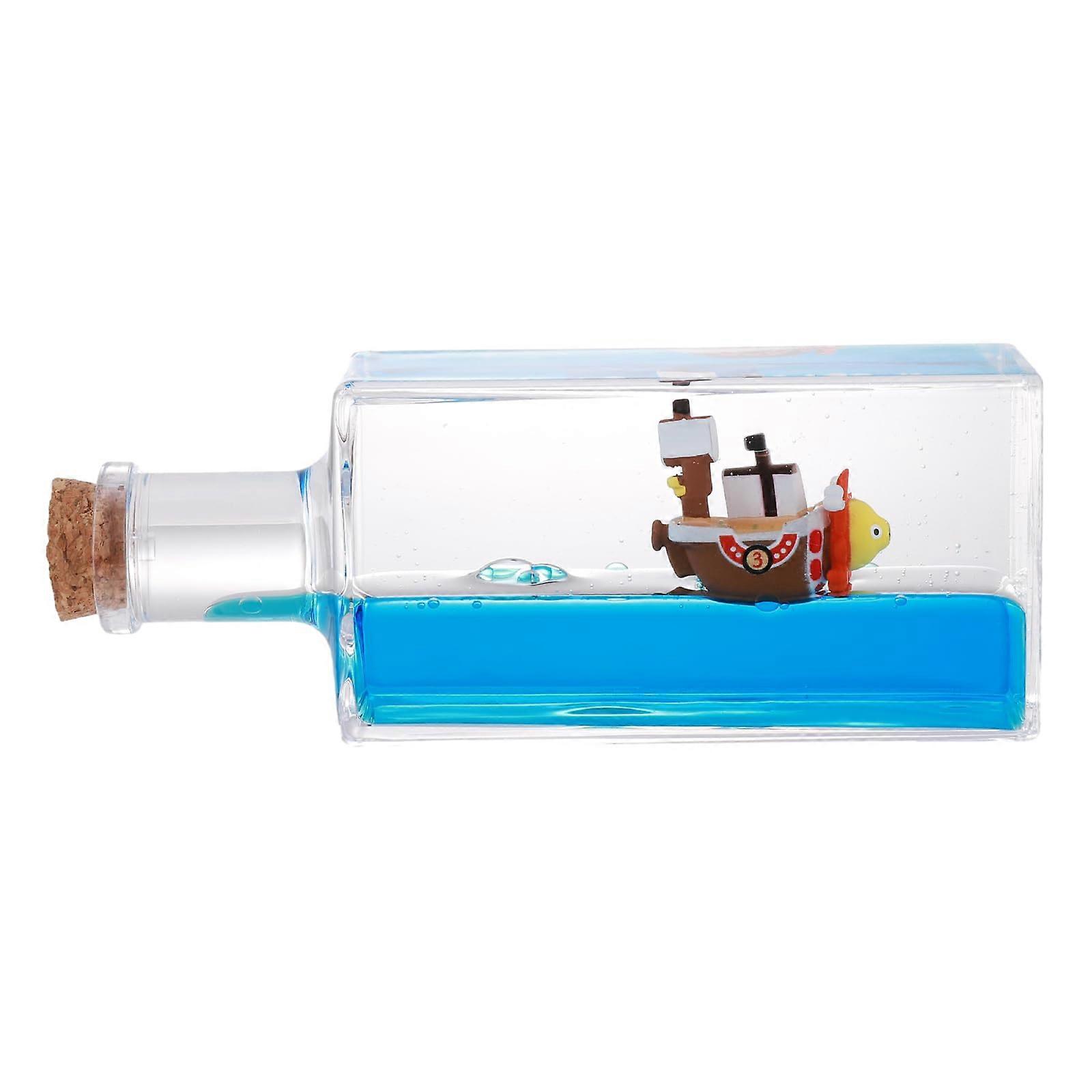 in a Bottle Black Pearl Model with Realistic Wave Motion Nautical Desk Ornament Decor