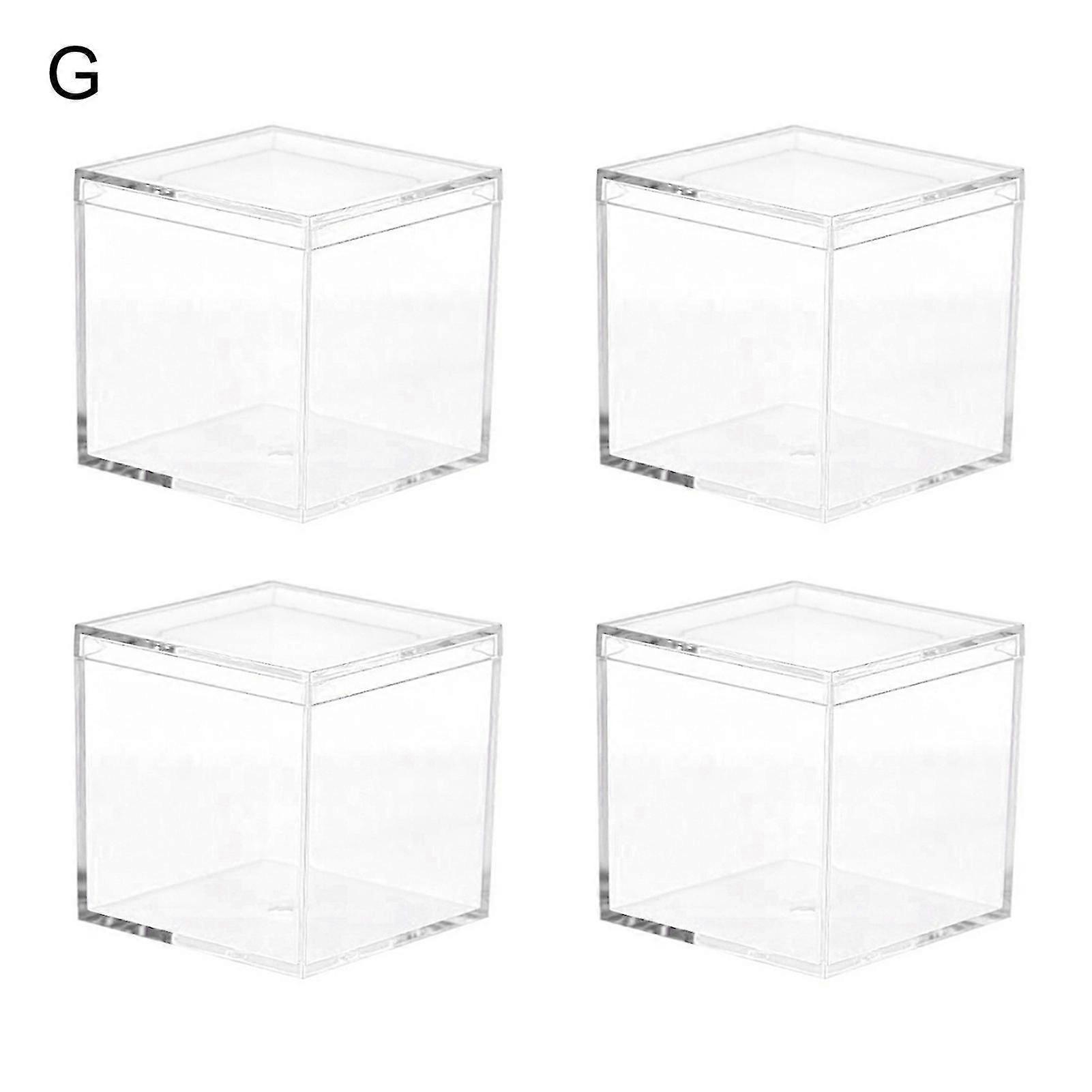 4pcs耐久性キャンディボックス複数は、結婚式のためのPs透明キューブコンパクトポータブル蓋ケースオーガナイザーコンテナを使用しています