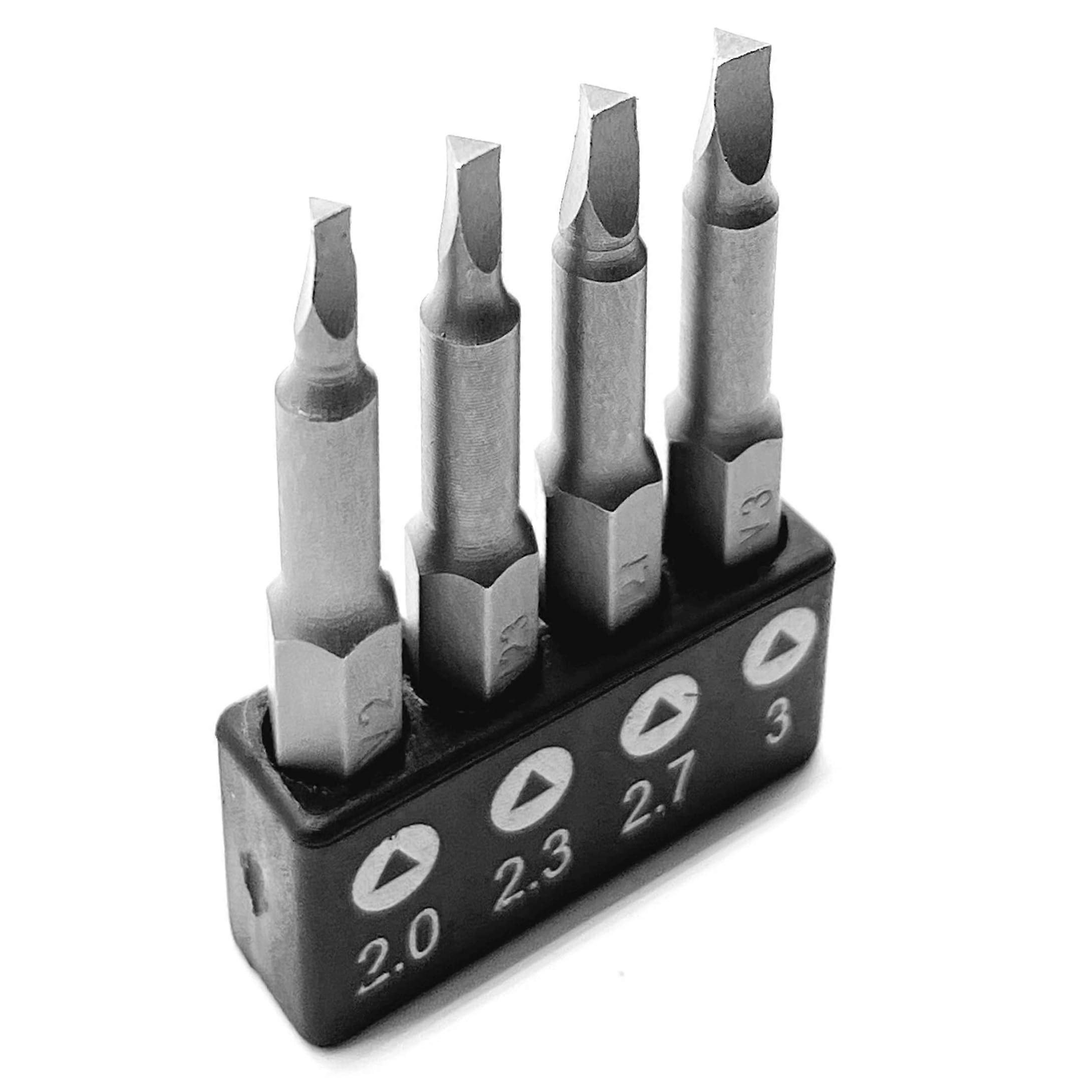 Triangle Screwdriver Bit Set 4 Sizes CRV Steel 2Inch Hex Shank QuickRelease Security Driver