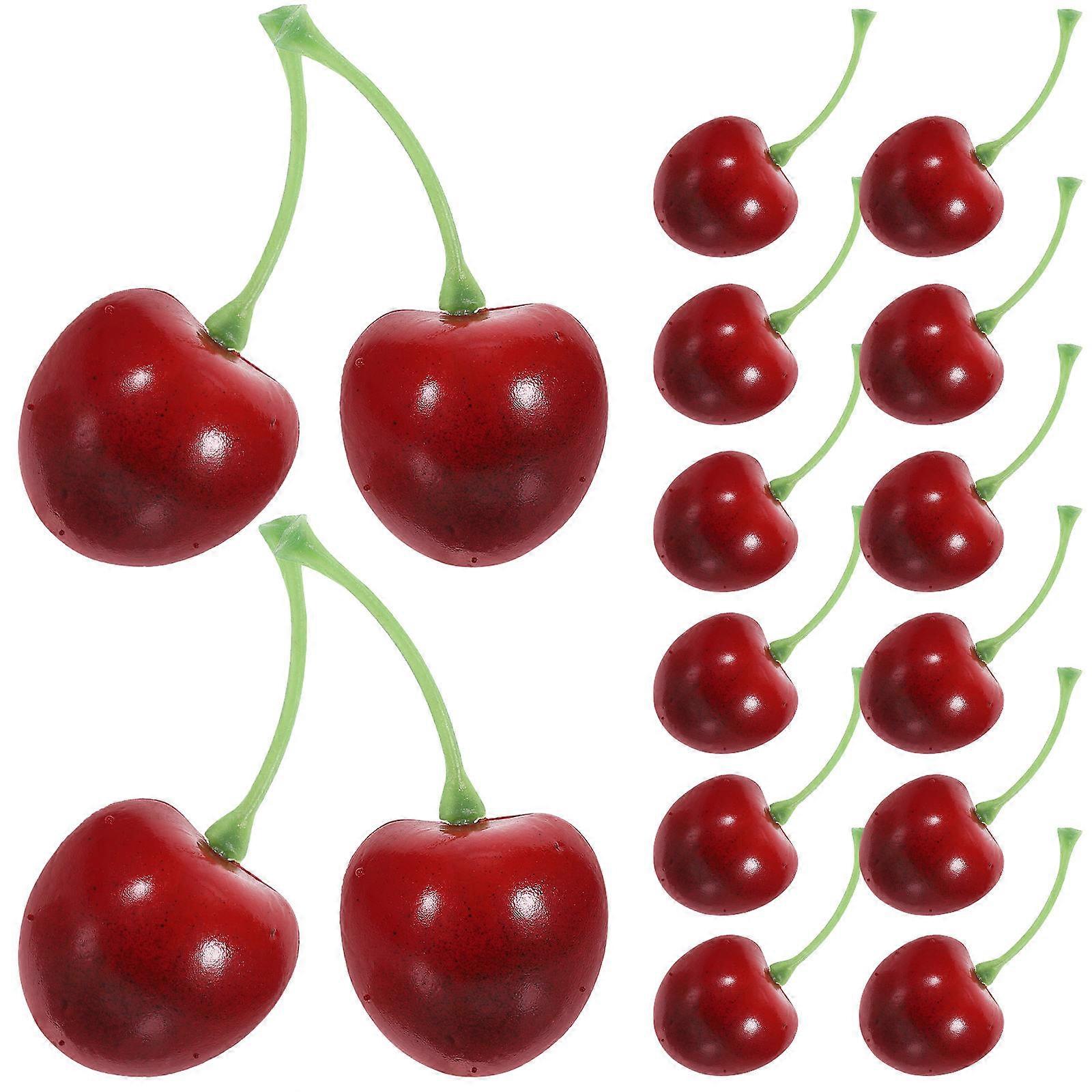 20pcs Artificial Cherry Prop Simulated Model for Kitchen Dining Table Decor