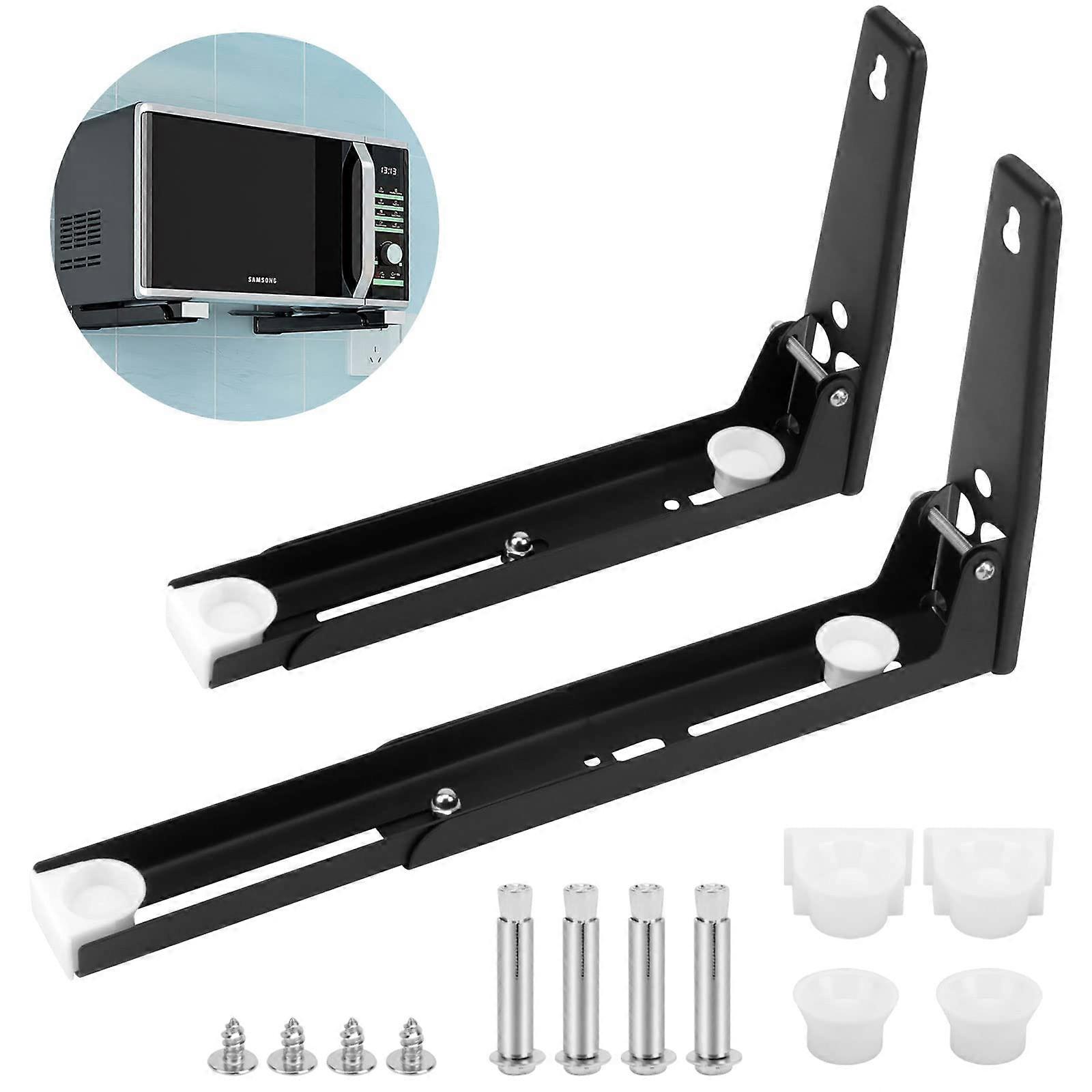 Microwave Wall Mount Bracket, Stainless Steel Adjustable Length Foldable Space Saving Oven Stand