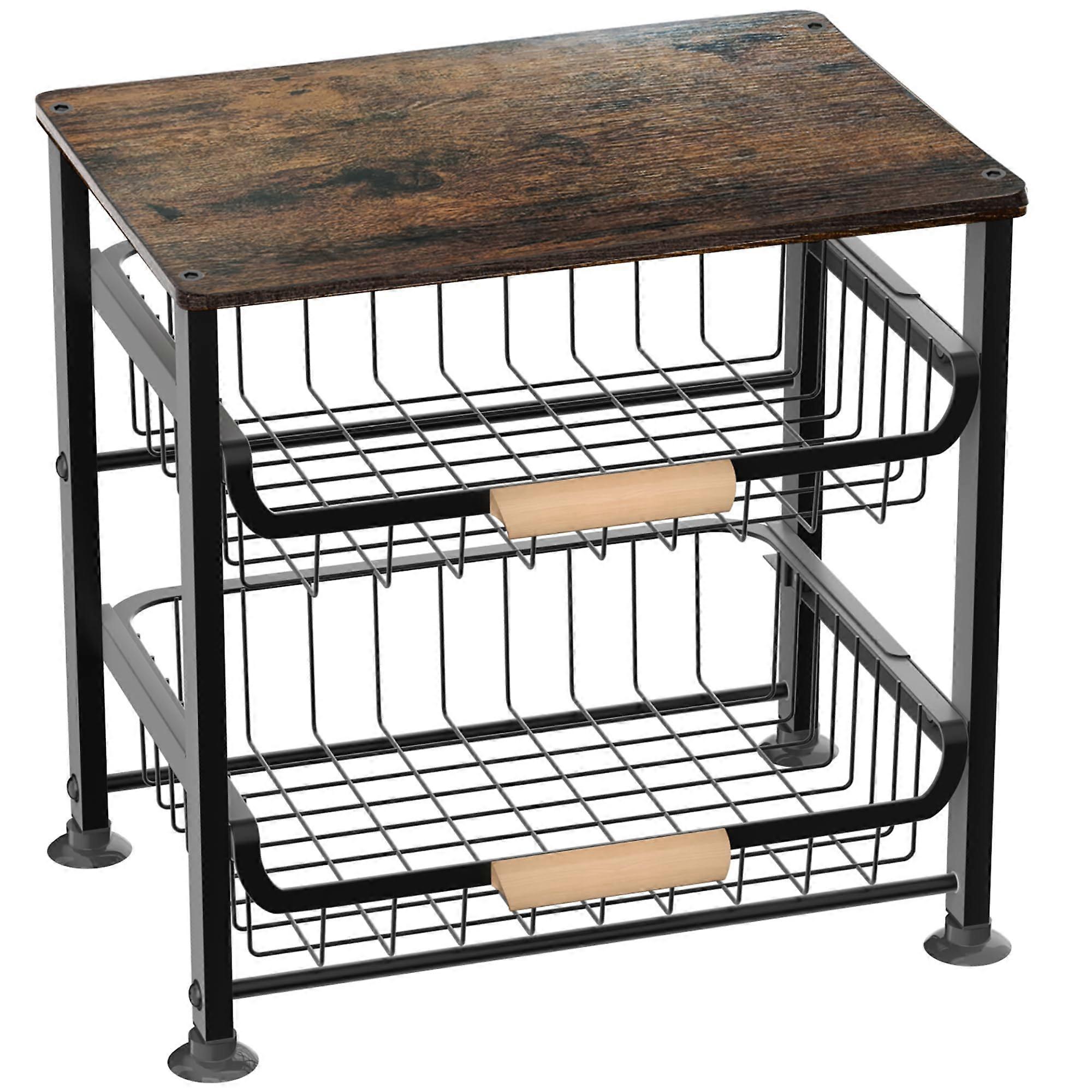 3Tier Kitchen Storage Rack with RustResistant Metal PullOut Baskets, Stackable Fruit and Vegetable Organizer Ref:5520