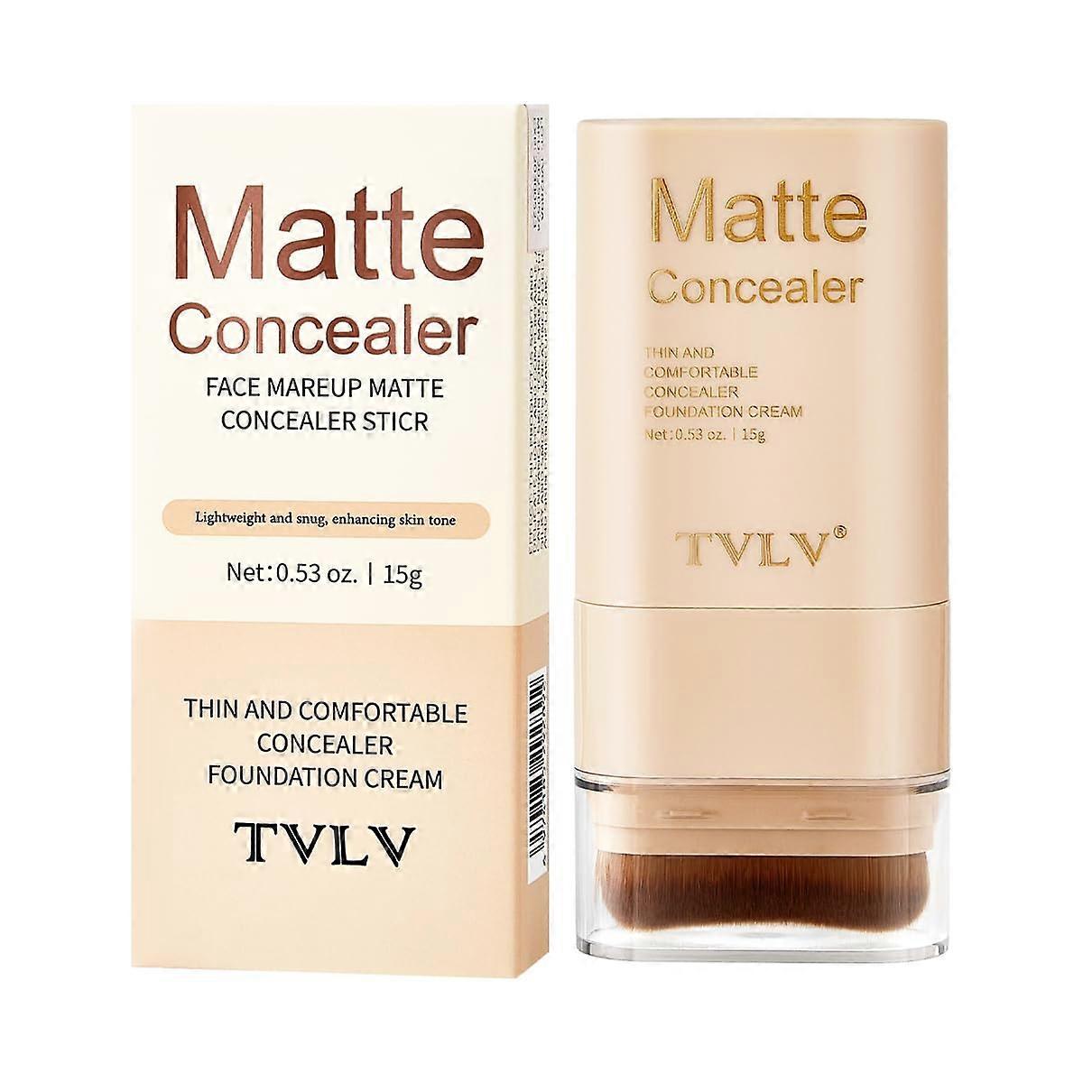 DualEnded Foundation and Concealer Stick with Builtin Brush, Matte Buildable Coverage, 15g