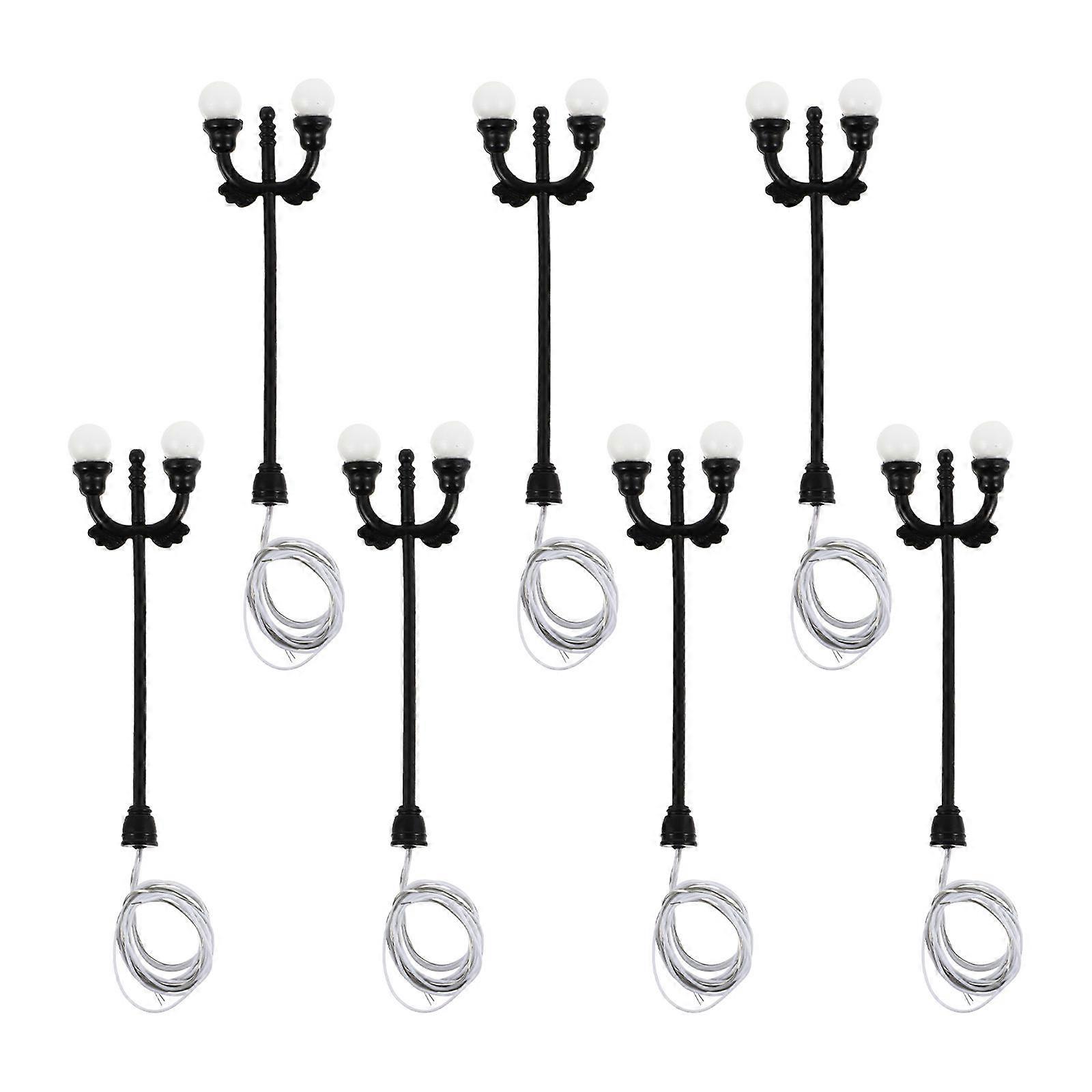 Mini Street Lamp Model Black Pe Material for Decoration 7Pcs