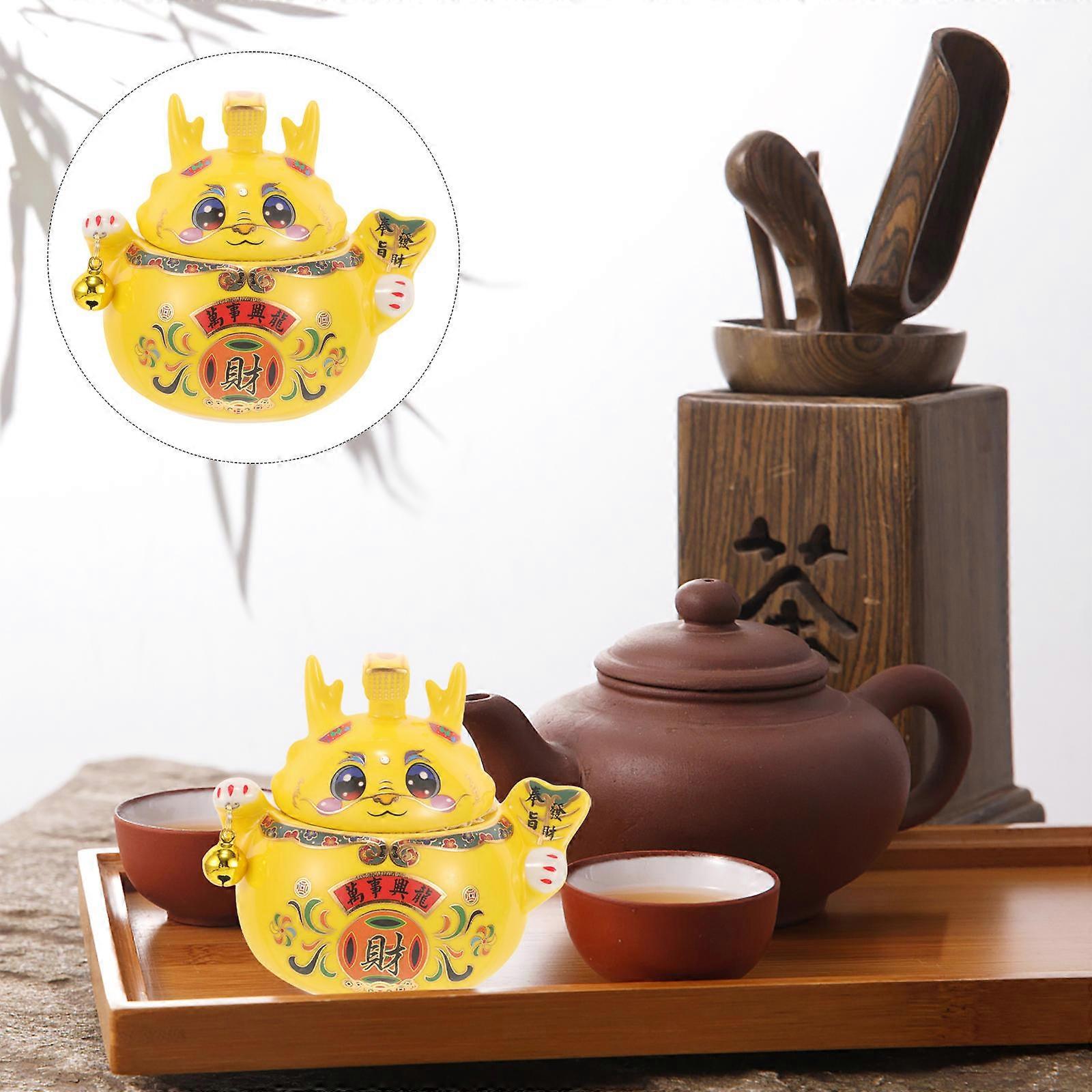 Chinese Tea Jar for Ceramic Storage Jar Airtight Dragon Pattern