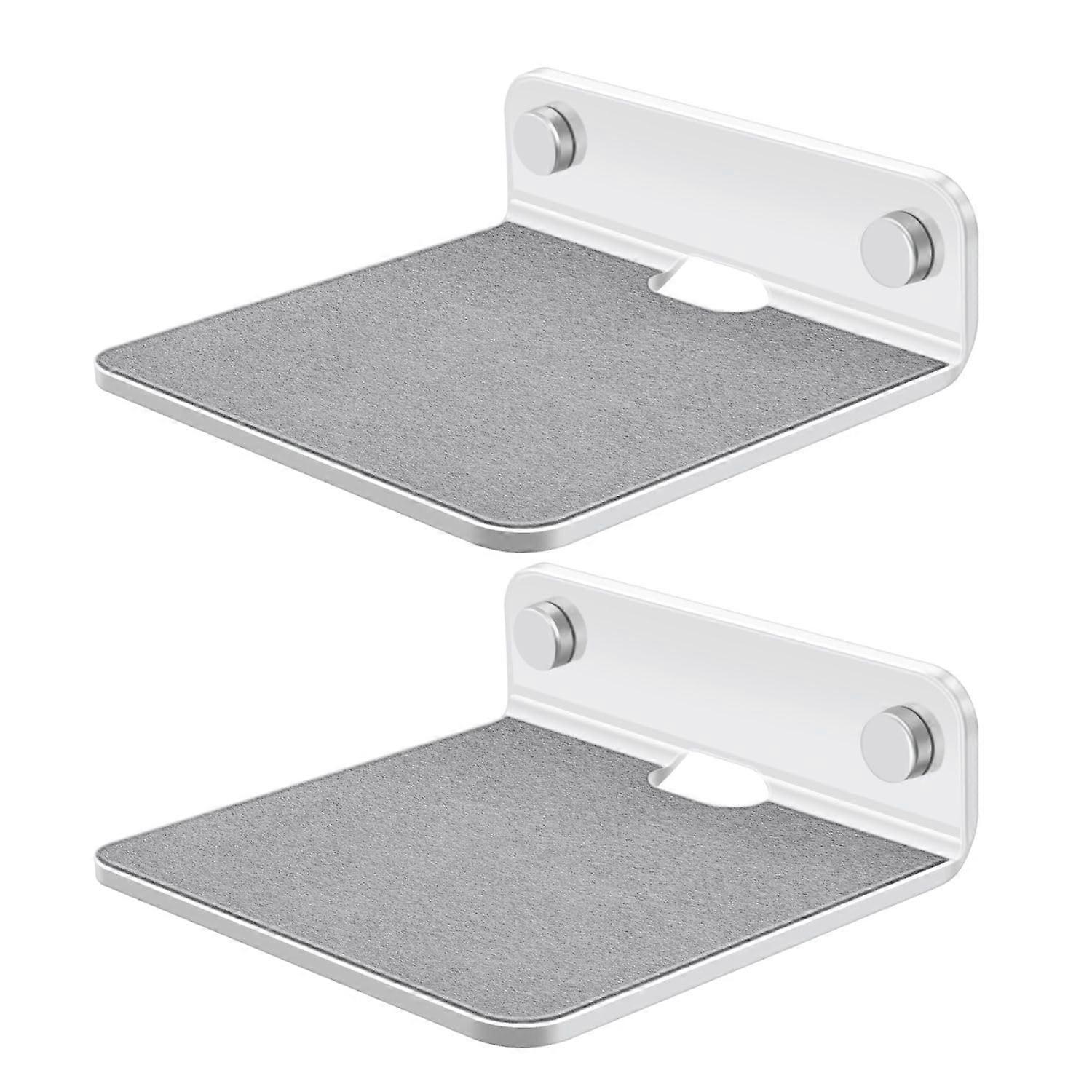 Acrylic Wall Mount Shelf with AntiSlip and Cable Management, 4.25in Floating Shelf, 2 Pack White