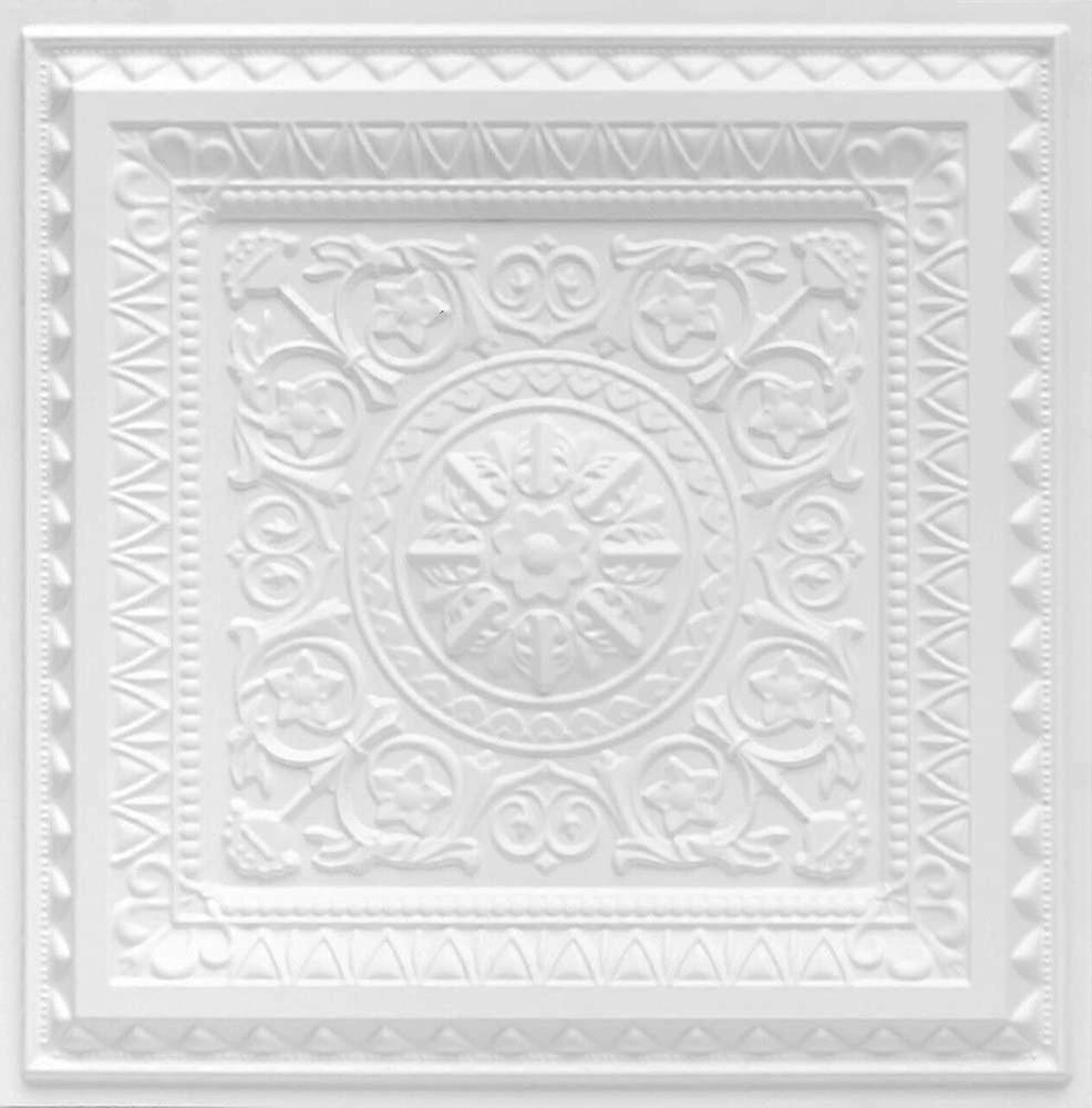 2x2 PVC Ceiling Tiles White Matte 10 Pack, Easy GlueUp or Drop Ceiling, Class A Fire Rated