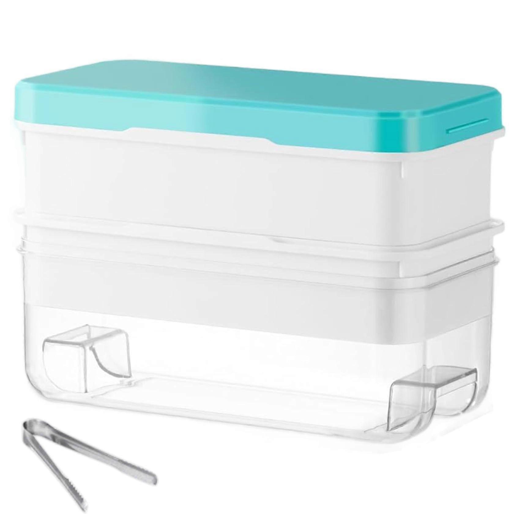 Ice Cube Tray with Lid and Bin, Easy Release BPA  Stackable Set for Whiskey and Cocktails