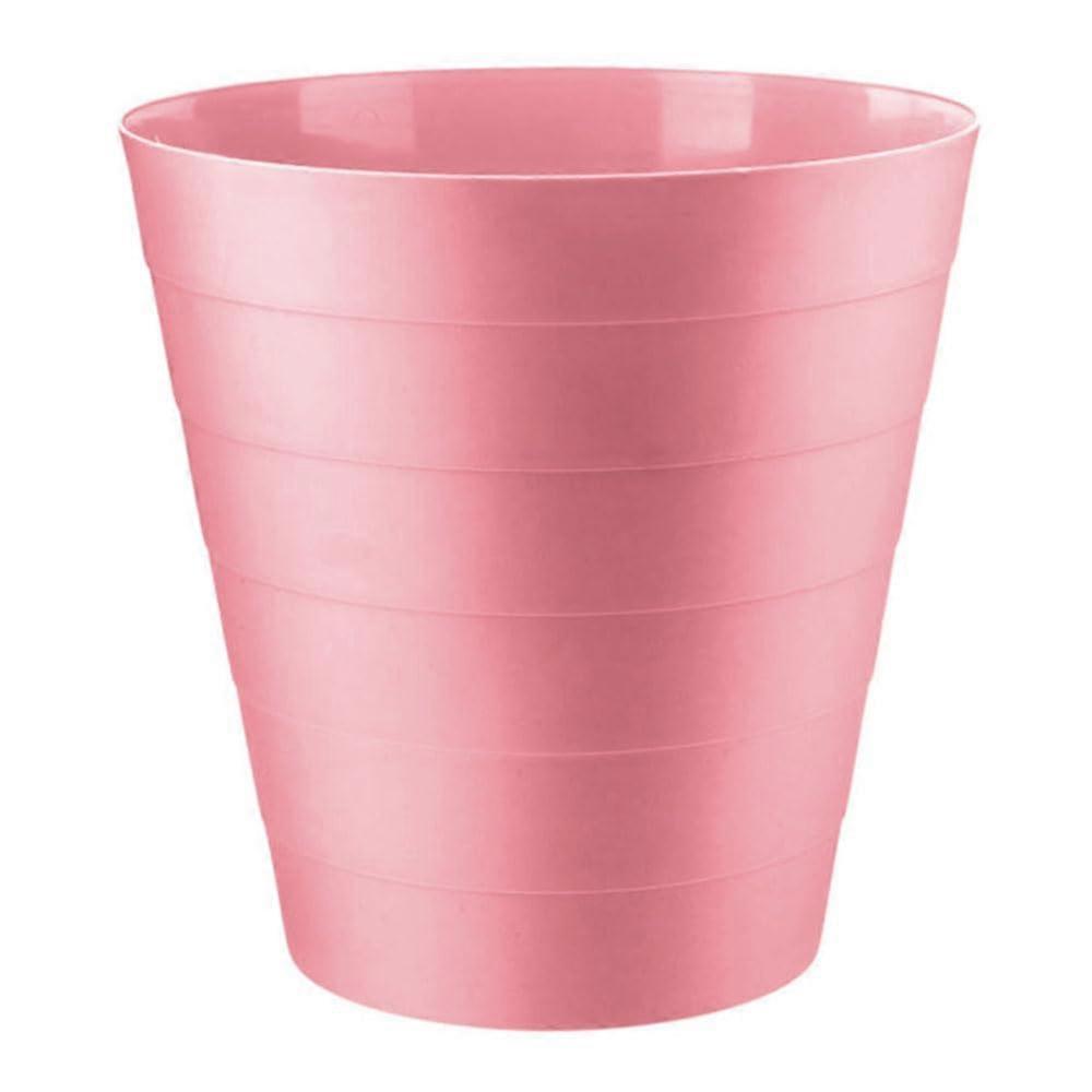 6 Litre Round Pink Plastic Trash Can, Compact Waste Bin for Bathroom, Bedroom, Kitchen