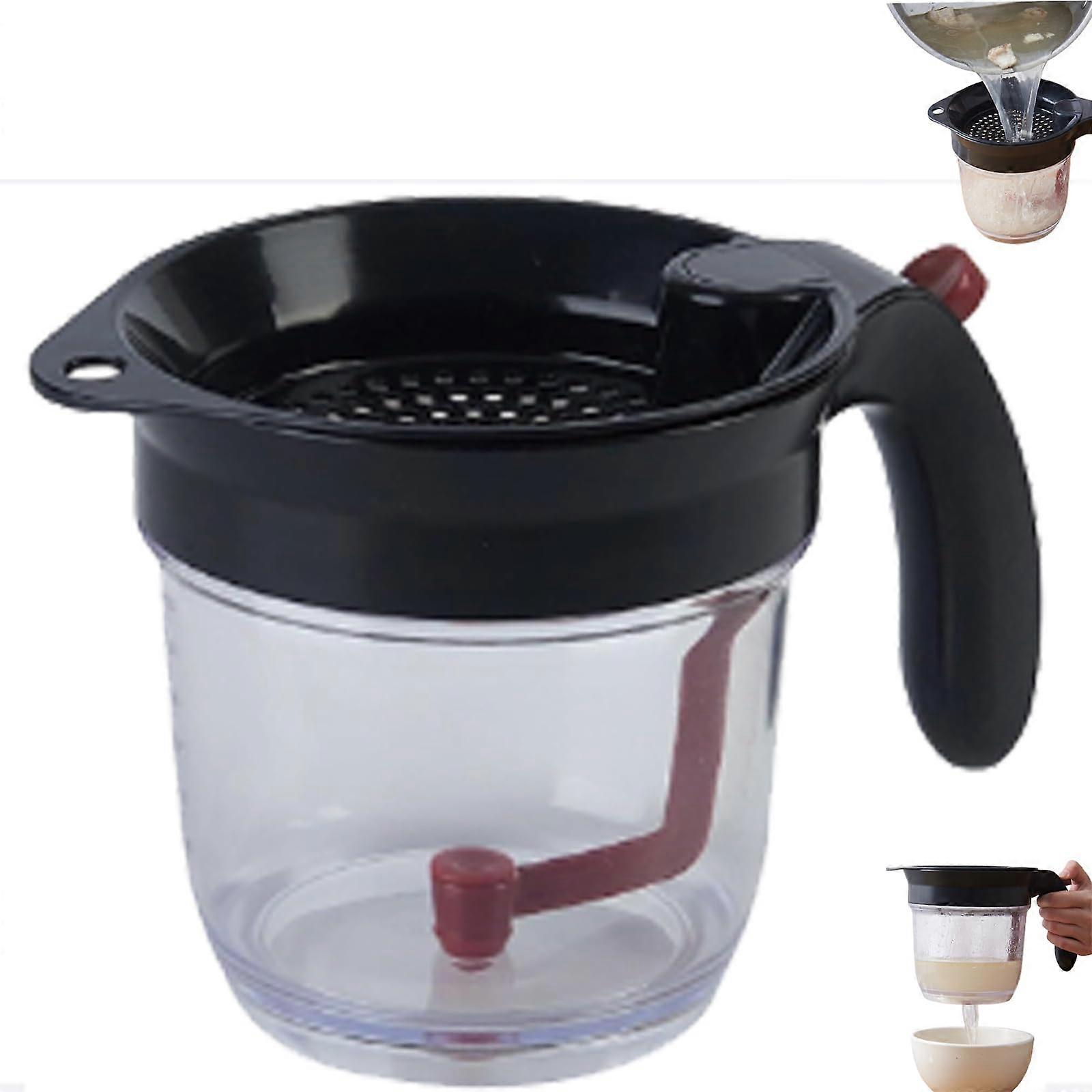 Gravy Separator with Strainer, Bottom Release 4 Cup Fat Separator for Sauces, Soup and Broth