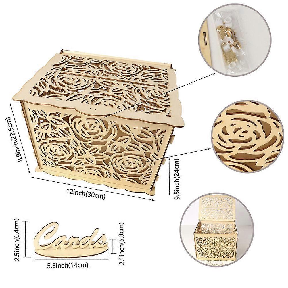 DIY Style Decorative Storage Box Wood Material Rose Pattern For Joyful Events 1 Set