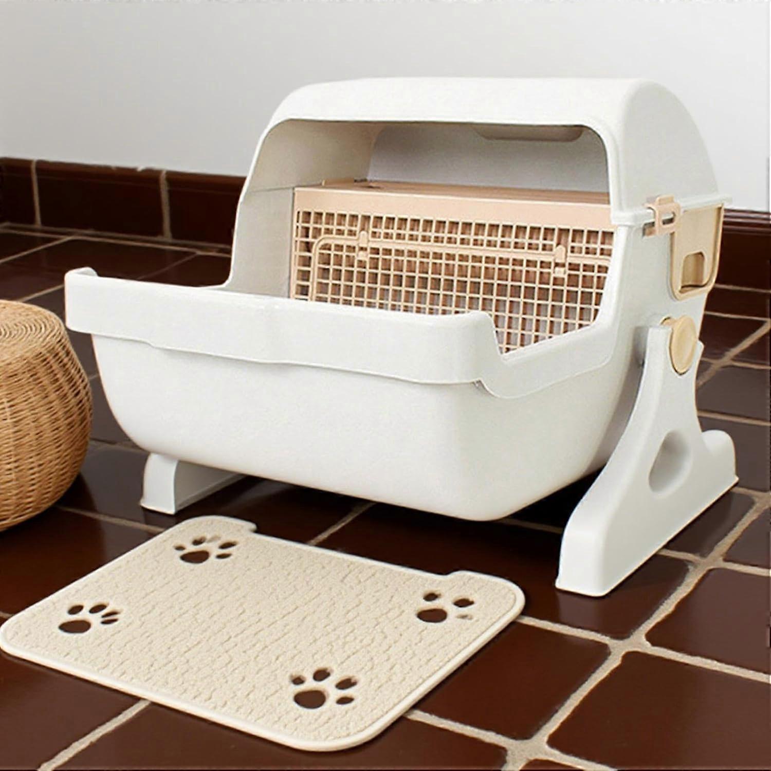 Self Cleaning Cat Litter Box with Deodorizer, Large Open  for Multiple Cats, SemiAutomatic Cleaning