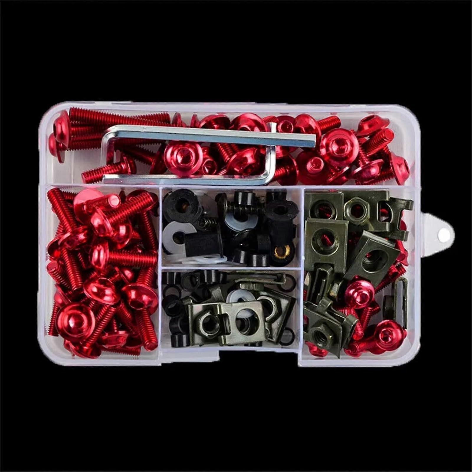 Motorcycle Fairing Bolt Kit 177PCS Red with Windshield Screws for Secure Fit and Universal Use