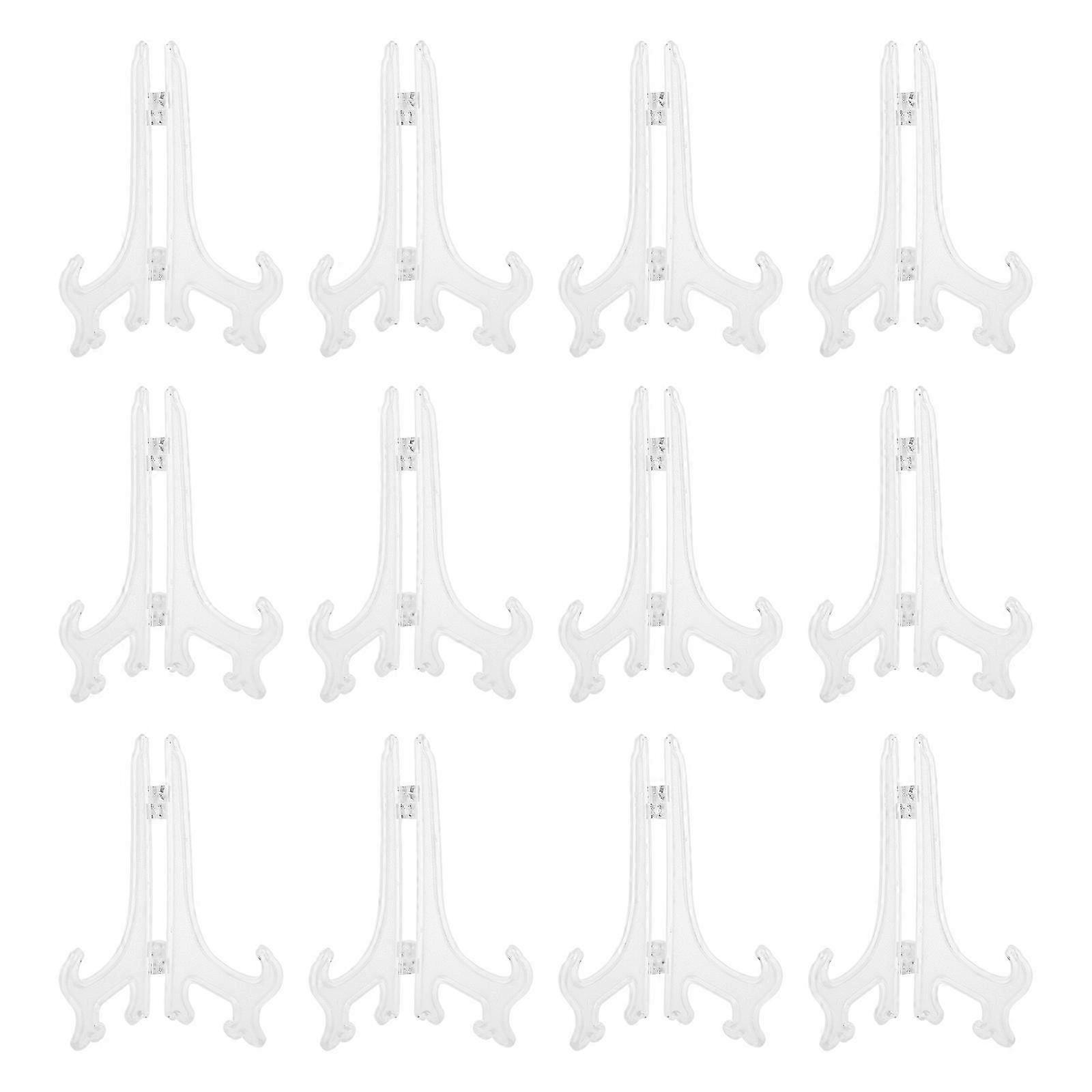 Plate Display Rack Foldable Plastic Easels for Holding Use 12Pcs Transparent