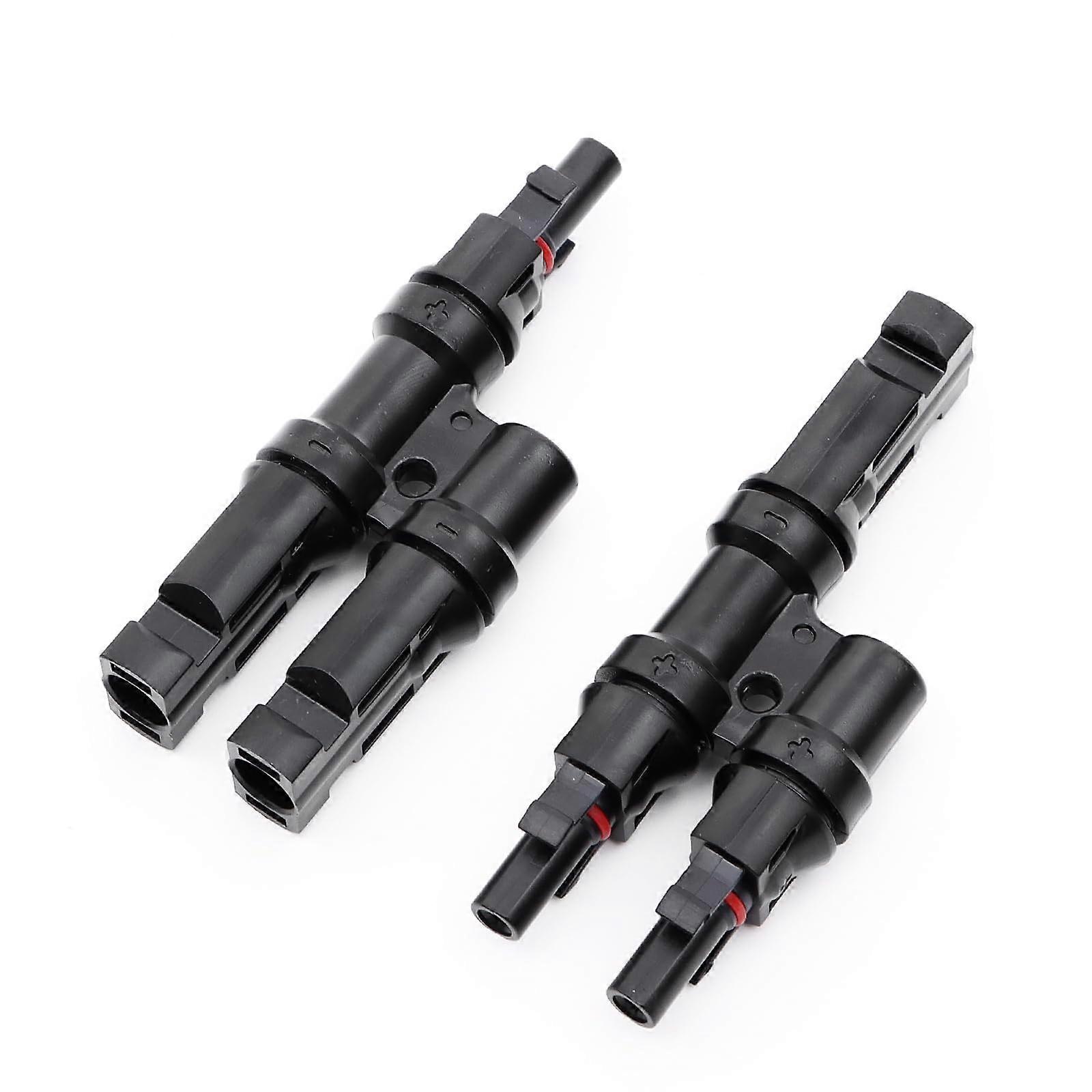 Solar Panel Branch Connector 1 to 2 MC4 T Type, IP67 Waterproof, SilverPlated Copper, 1 Pair