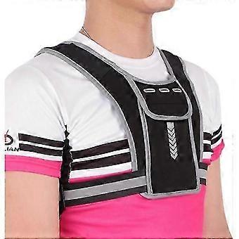 Reflective Running Vest with Phone Holder, 2 Shoulder Bags & Pockets, Adjustable Belt, Unisex