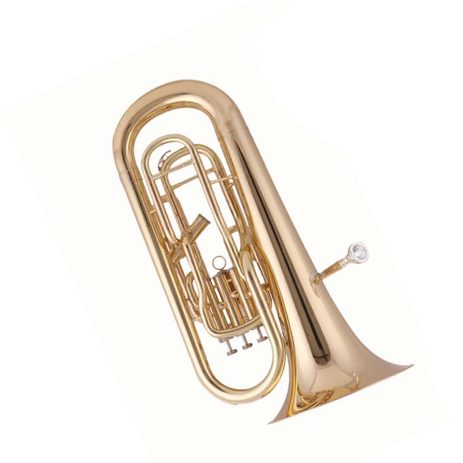 Brass Euphonium B Flat 4Valve Lacquered Gold for Beginners and Professionals Consistent Tone