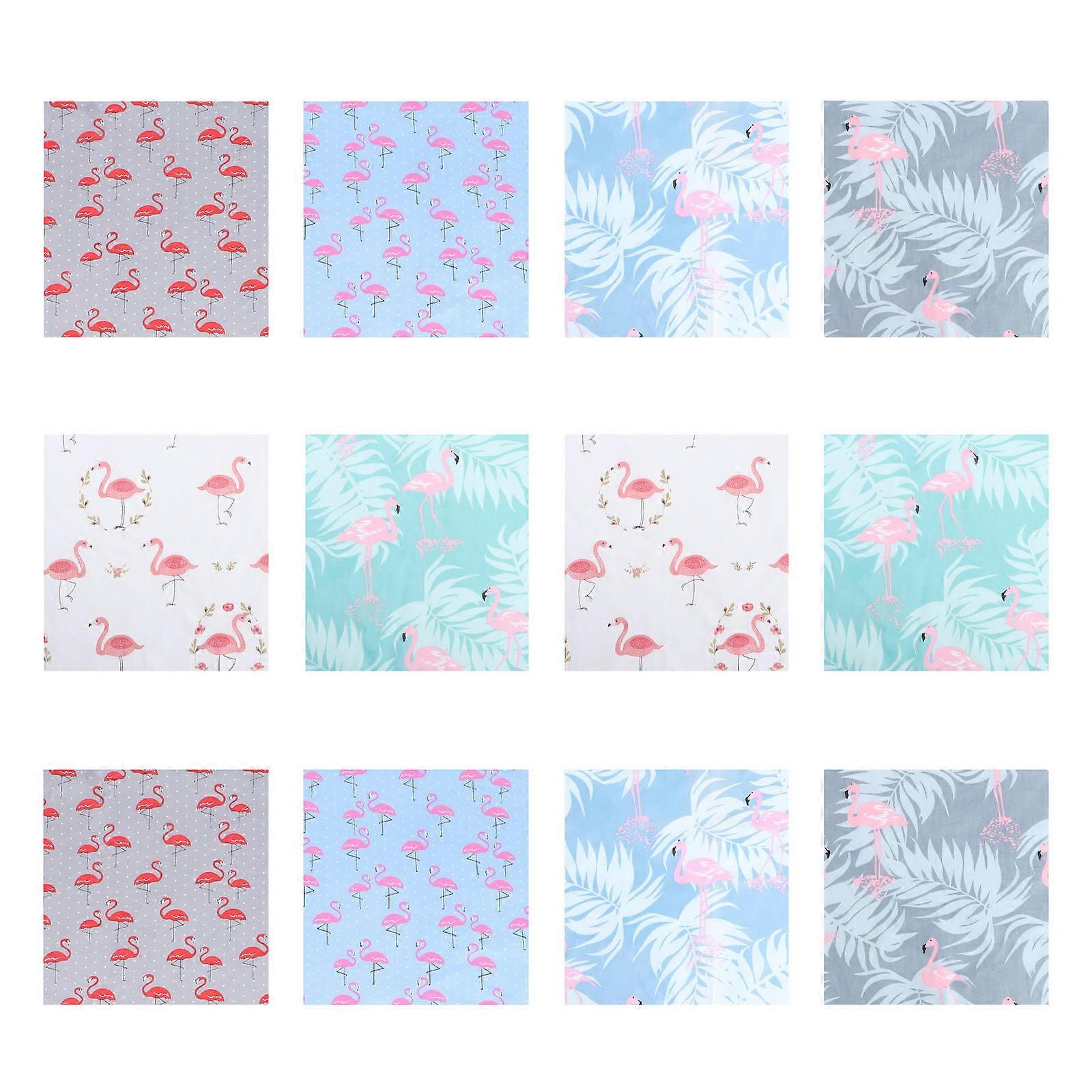 Flower Pattern Cloths DIY Patchwork Twill Printing 12Pcs Hawaiian Theme Set