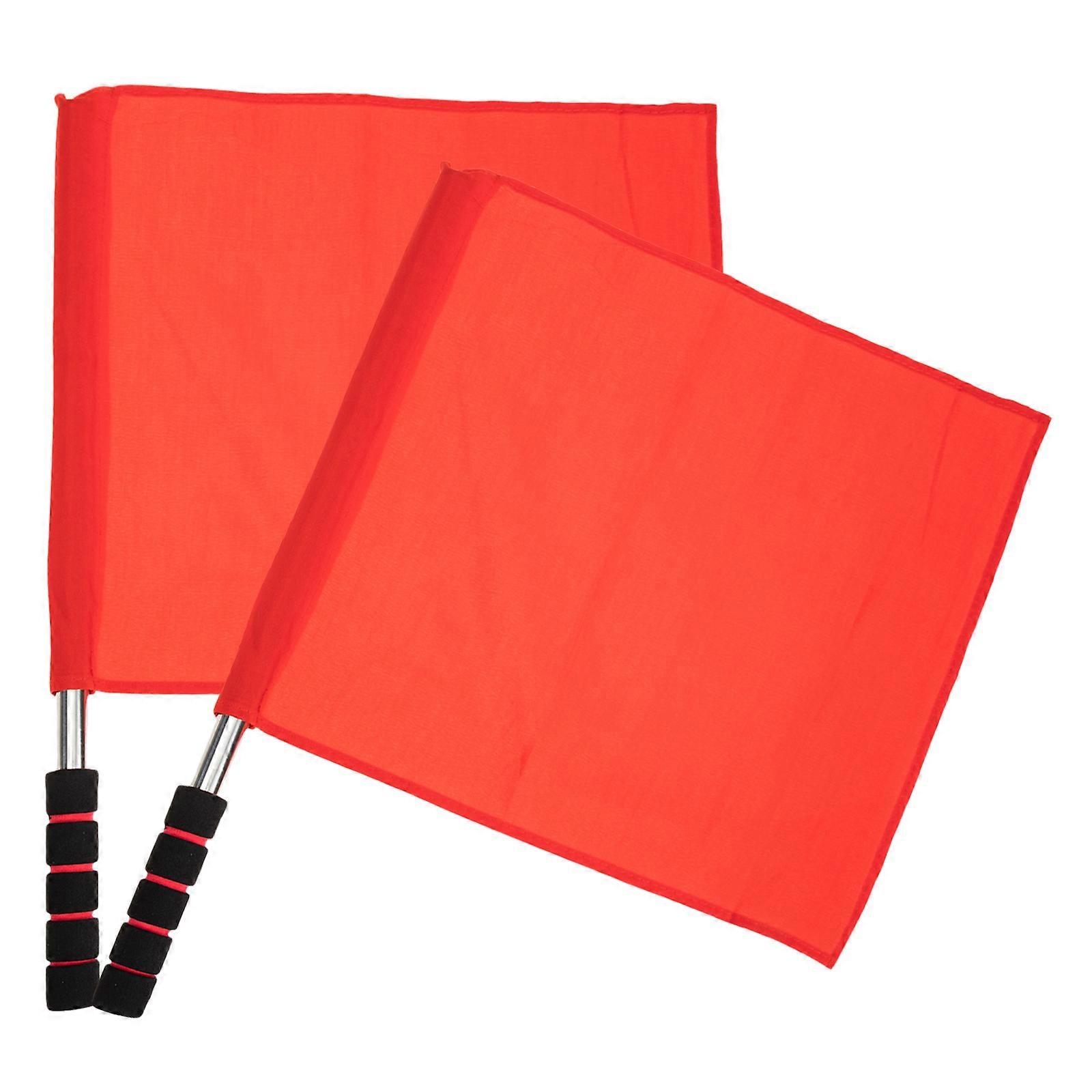 Red Match Referee Flags for Handheld Warning Signal Use 10Pcs Flags
