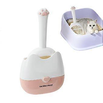Katzenstreuschaufel mit Wandhalterung, DoubleSift Anti-Spill Haustierkotschaufel, Rosa
