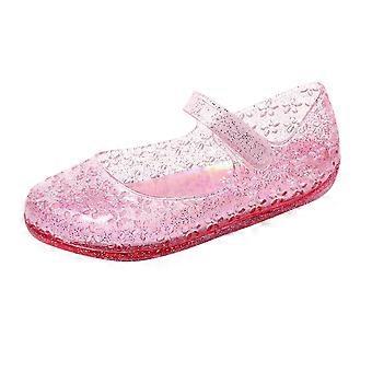 Jentesko Mote Lukket Tå Ikke-Myk Såle Jelly Prinsessesko Barn Trendy Festsko, Rød, 3,5-4 År