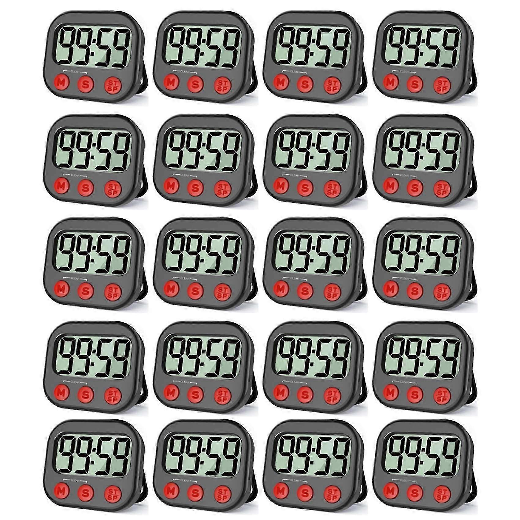 20X Kitchen Timer, Digital Visual Timer Magnetic Clock Stopwatch Countdown Timer, Large LCD Screen Display for Cooking