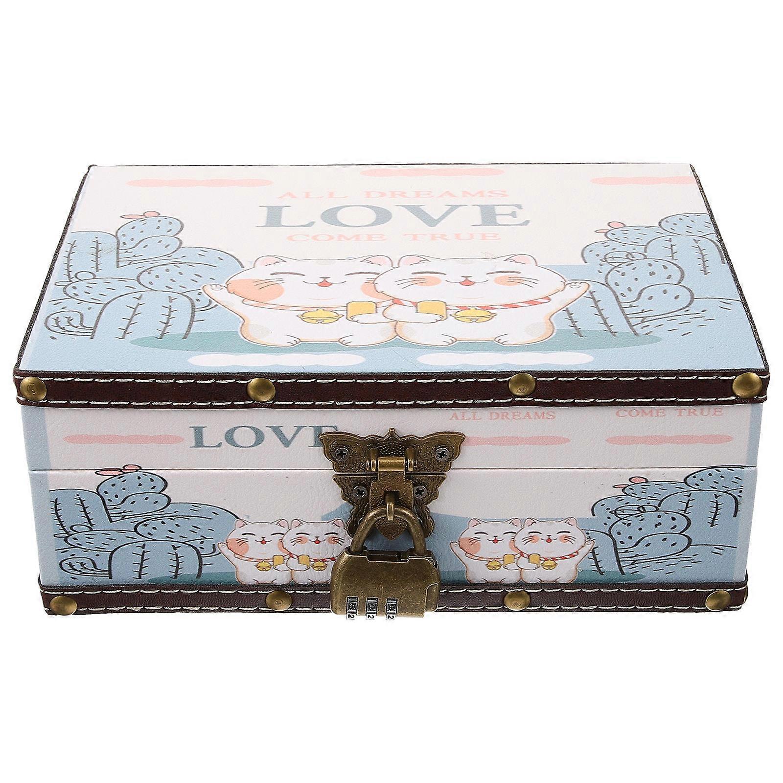 Retro Jewelry Box with Lock for Secure Storage Case Keepsake