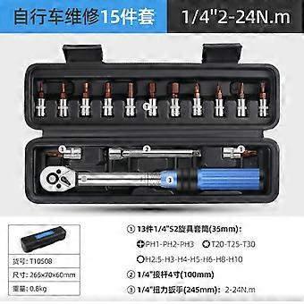 1/4-Zoll-Drehmomentschlüssel-Set, Fahrradreparatur-Werkzeugset, verstellbarer Drehmomentschlüssel mit Bits