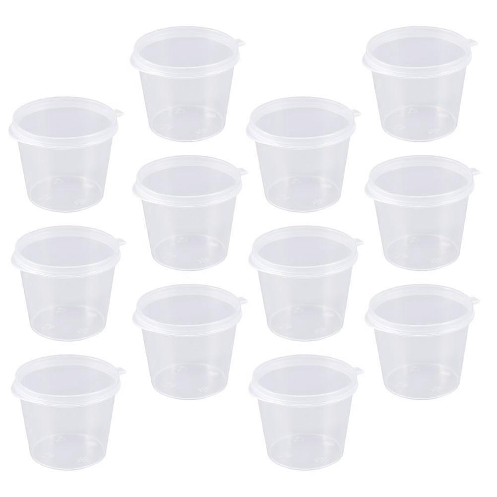 100PCS Disposable Plastic Portion Cups Clear Portion Container with Lids