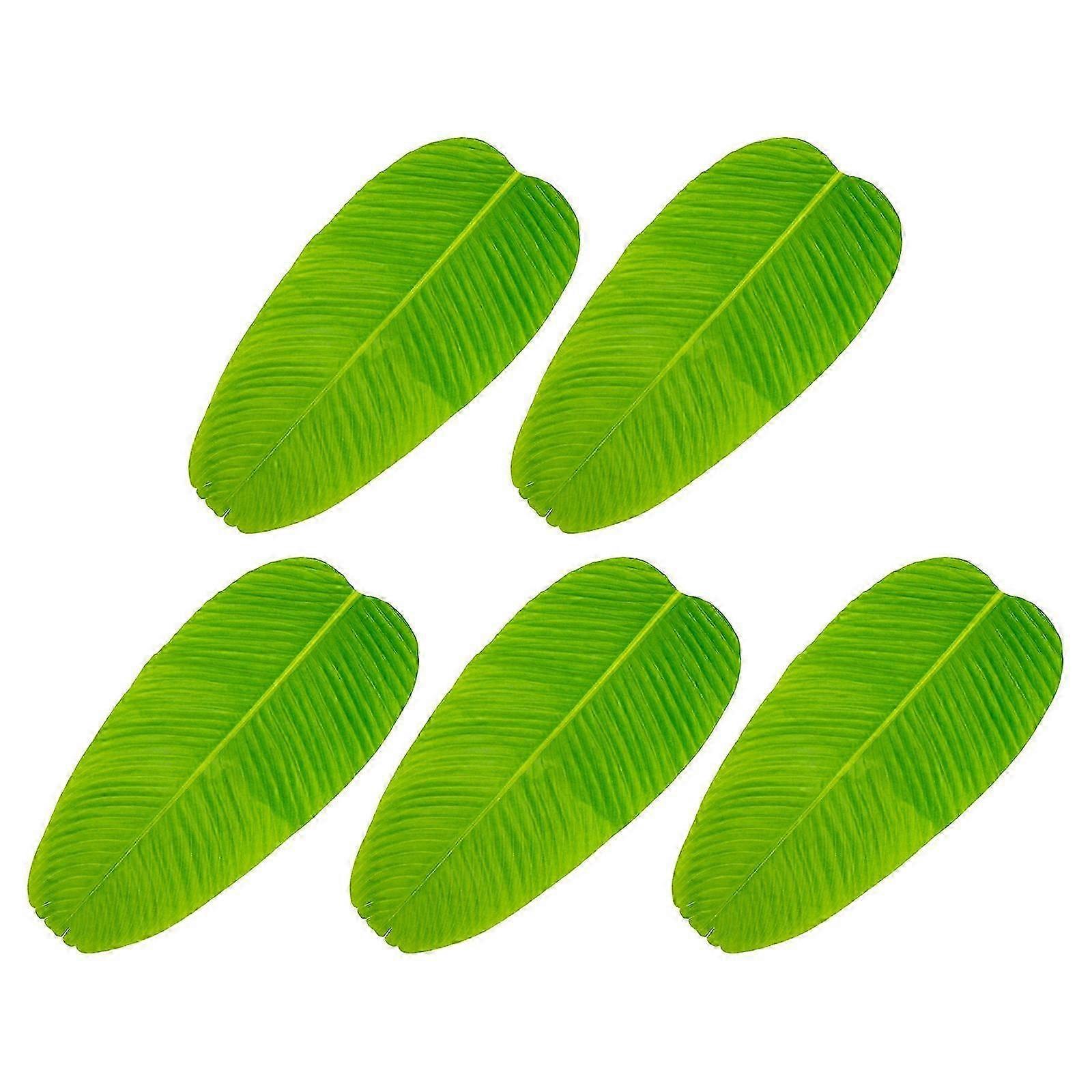 Green Simulation Banana Leaf Place Mat for Dining Table with 5Pcs Set