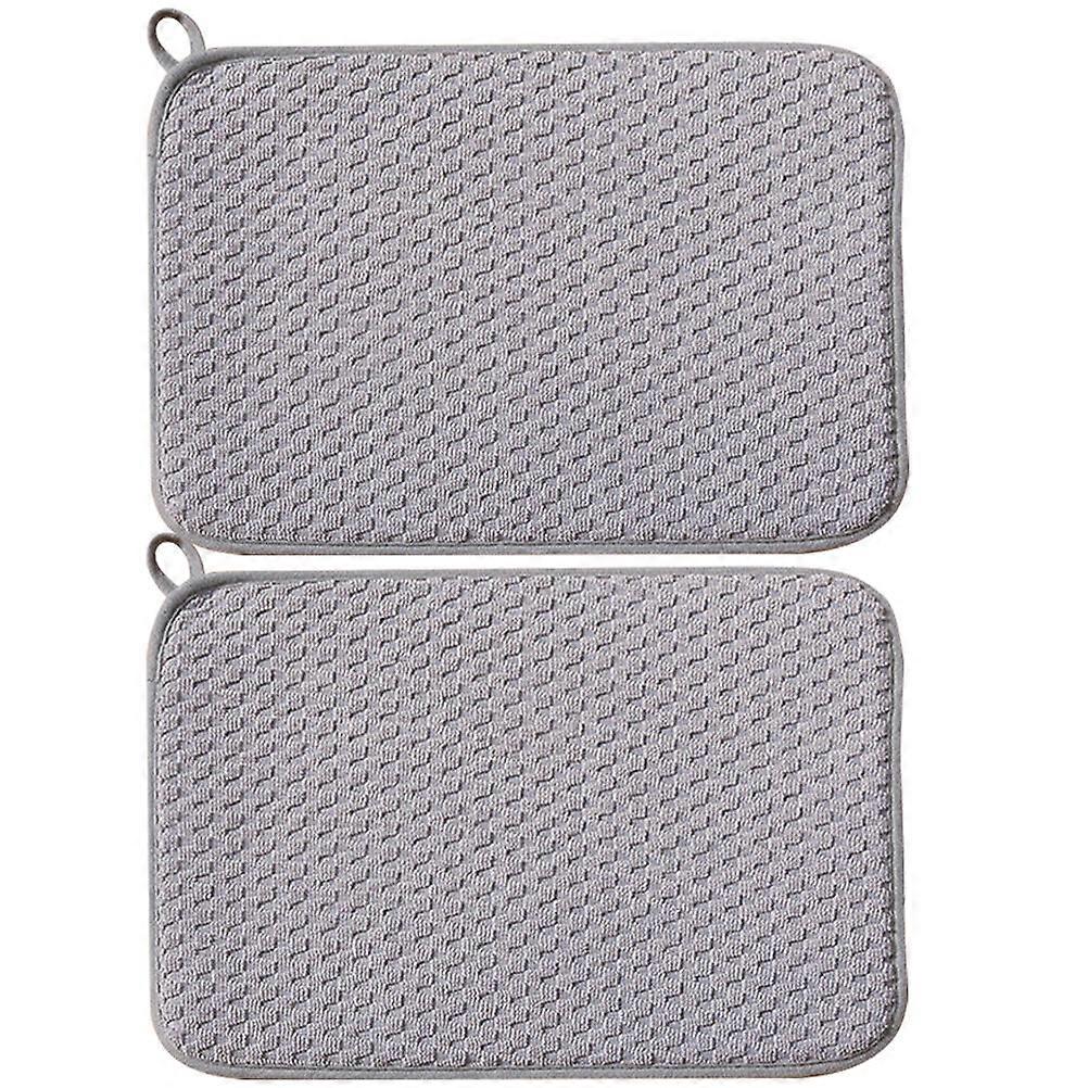 Drying Mat Dish Drying Mat for Kitchen Use 2Pcs Microfiber Water Absorbent Pad Grey