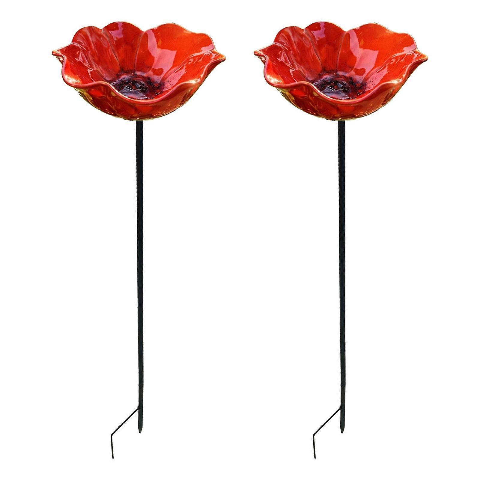Flower Shaped Bird Bath Stakes for Backyard Pollinator Support
