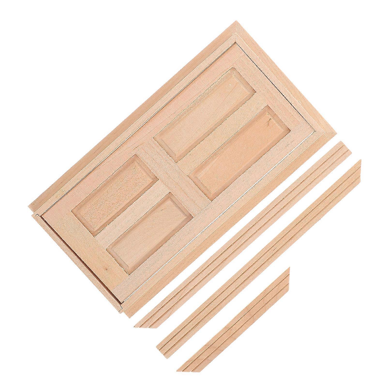 Puerta simulada de madera para casa de muñecas, modelo beige.