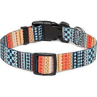 Dog Collar, Fashion Pattern with Quick Release Buckle, Classic Adjustable Nylon Collar for Small, Medium and Large Dogs (S, Orange)