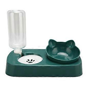 Sällskapsdjur Vatten Matskålar Upphöjda Avtagbara Automatiska Vattenmatare Matskål Set För Liten Medium Katt Hund Mörkgrön