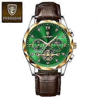 POEDAGAR Luxury Watch for Man Sports Leather Men Quartz Watch Waterproof Luminous Chronograph Men's Watches Male Clock Reloj+box 26-27