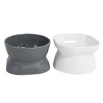 Set med 2 kattskålar, 240 ml, piedestaldesign, ovala, diskmaskinssäker, PET-plast - Främjar hälsosam hållning