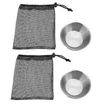 2pcs Bowl with Foldable Handle Outdoor Camping Wide Mouth Measuring Picnic Accessories [MI]
