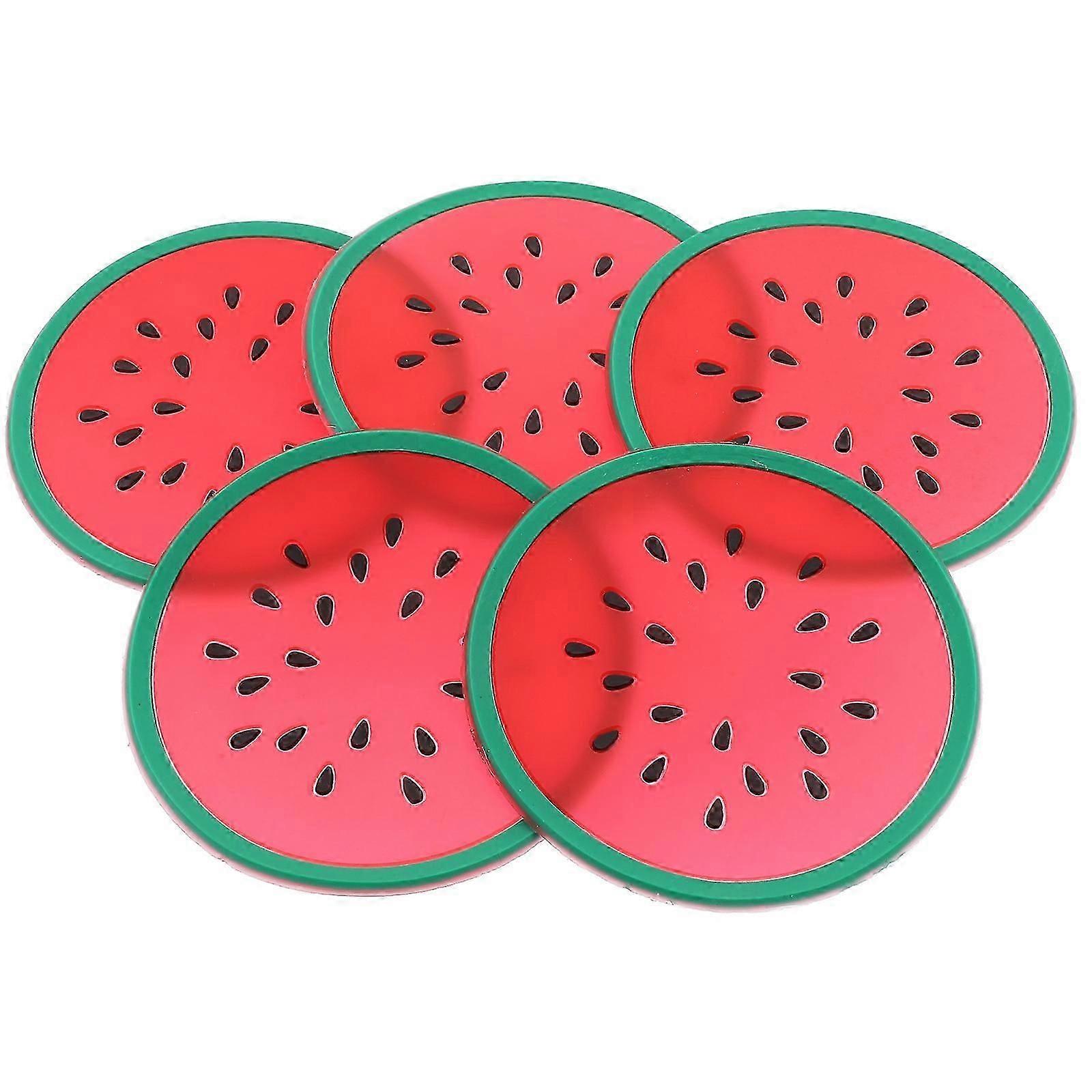 10pcs Round Fruit Pattern Antiskid Coasters, Tabletop Decorative Cup Mats