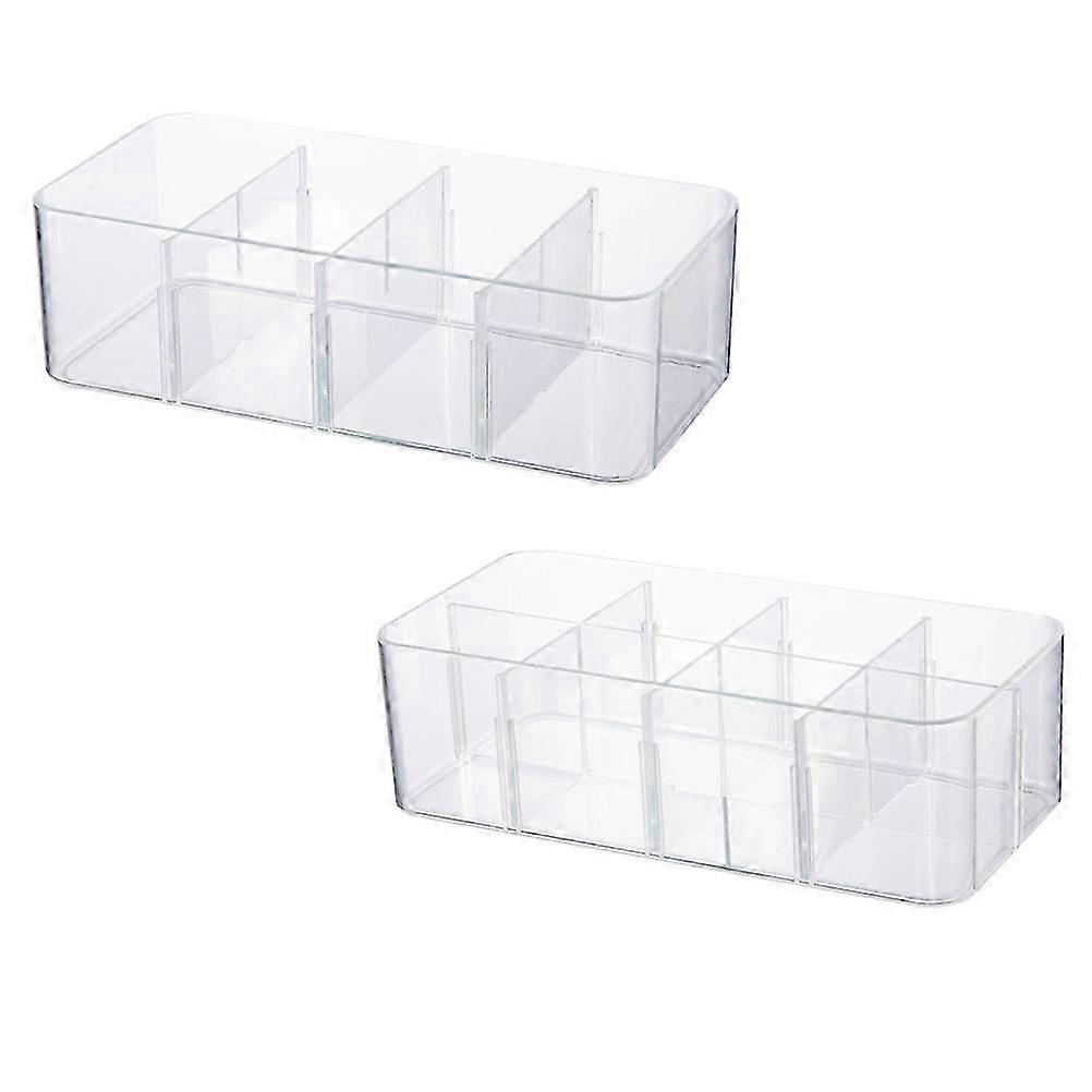 2Pcs Socks Storage Box Multiple Grids Organizer Box Storage Holder (Transparent)