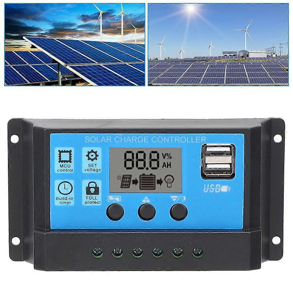 Solar Charge Controller LCD Dual USB PWM Cell Panel Regulator with Load Automatic Identification 12V 24V50A