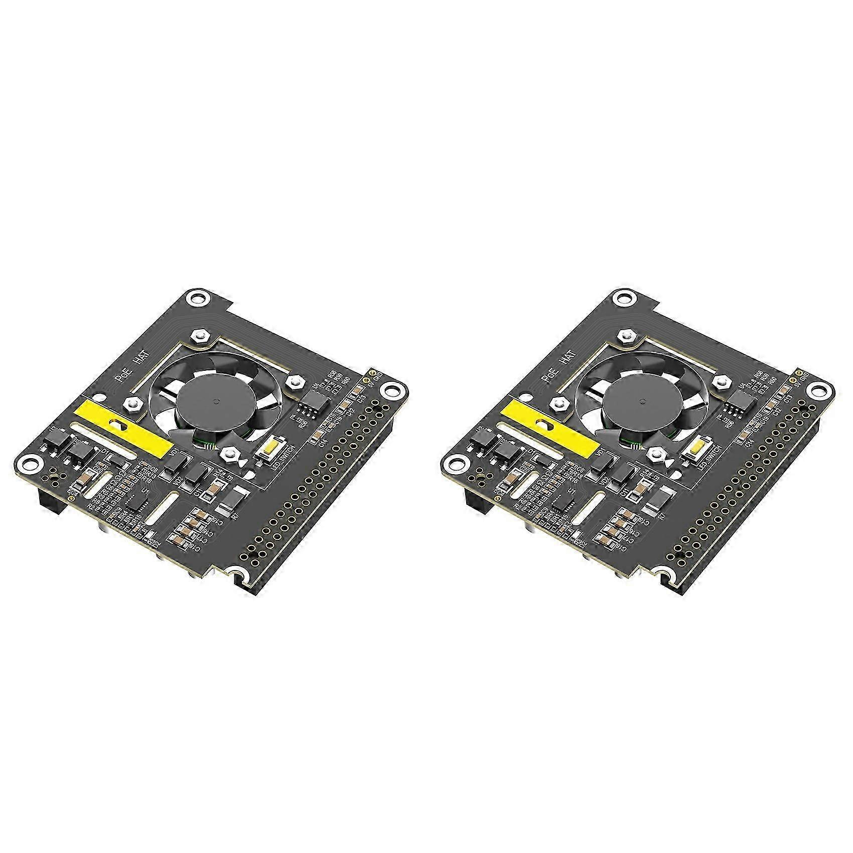 2X PoE HAT for Raspberry Pi 5 with Cooling Fan/Computer Module 5, with Automatic Discoloration LED Light
