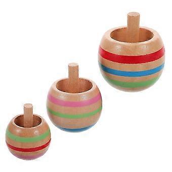 Wooden Spinning Tops Set of 3 Kids Educational Toys for Hand Eye Coordination, Portable Durable Playthings