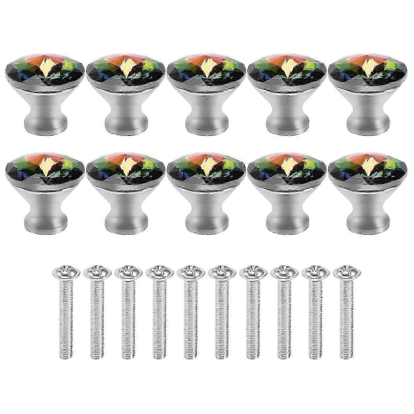 10PCS Colorful Crystal Knobs - Glass Cabinet Knobs Drawer Pulls Handle for Home OV