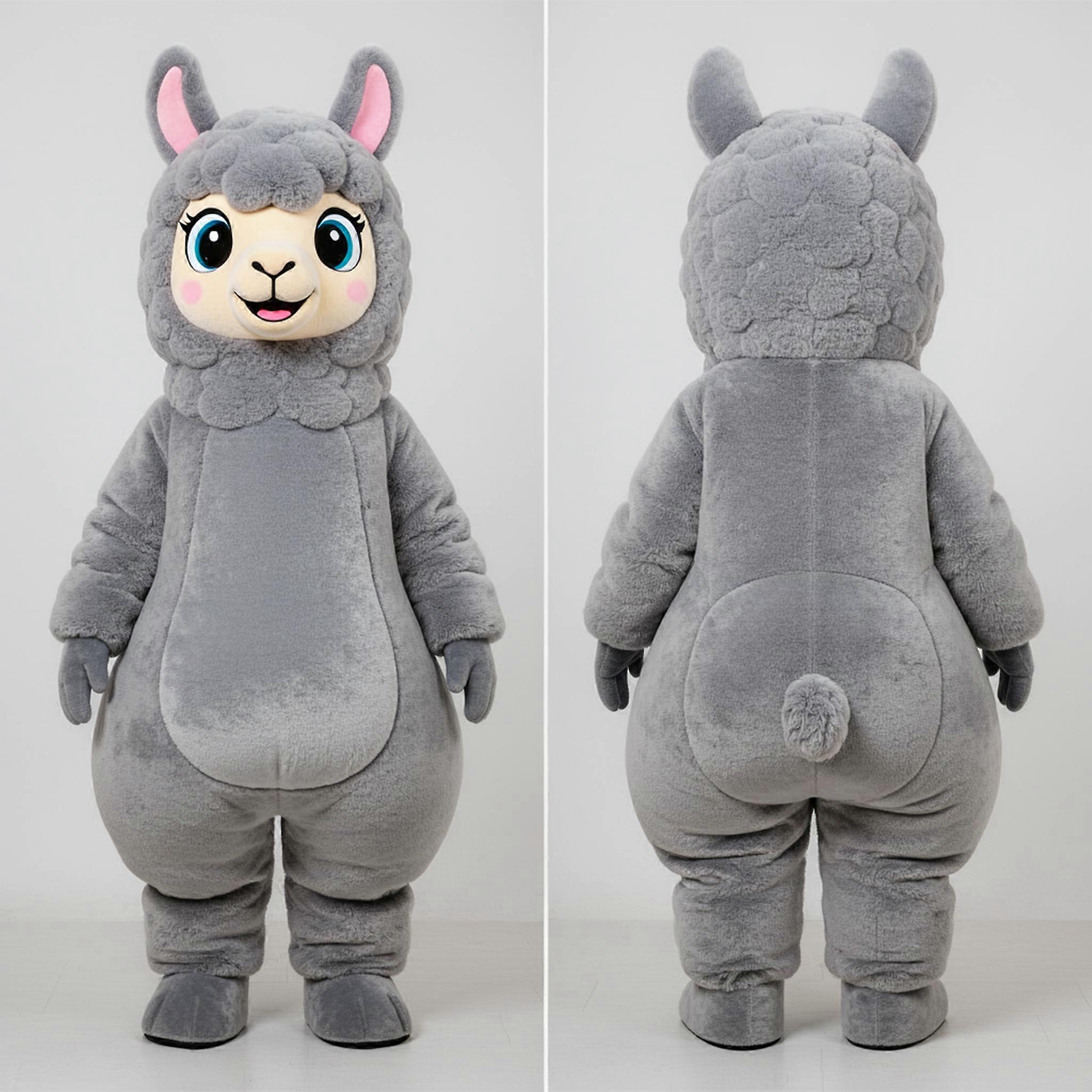 MASTICOT Muted Gray Fluffy Alpaca Mascot