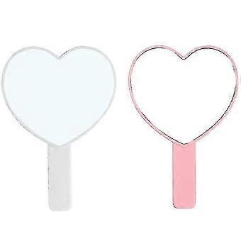 Portable Heart-Shaped Handheld Mirror with Handle, Cute Cosmetic Mirror for Travel and Gifts